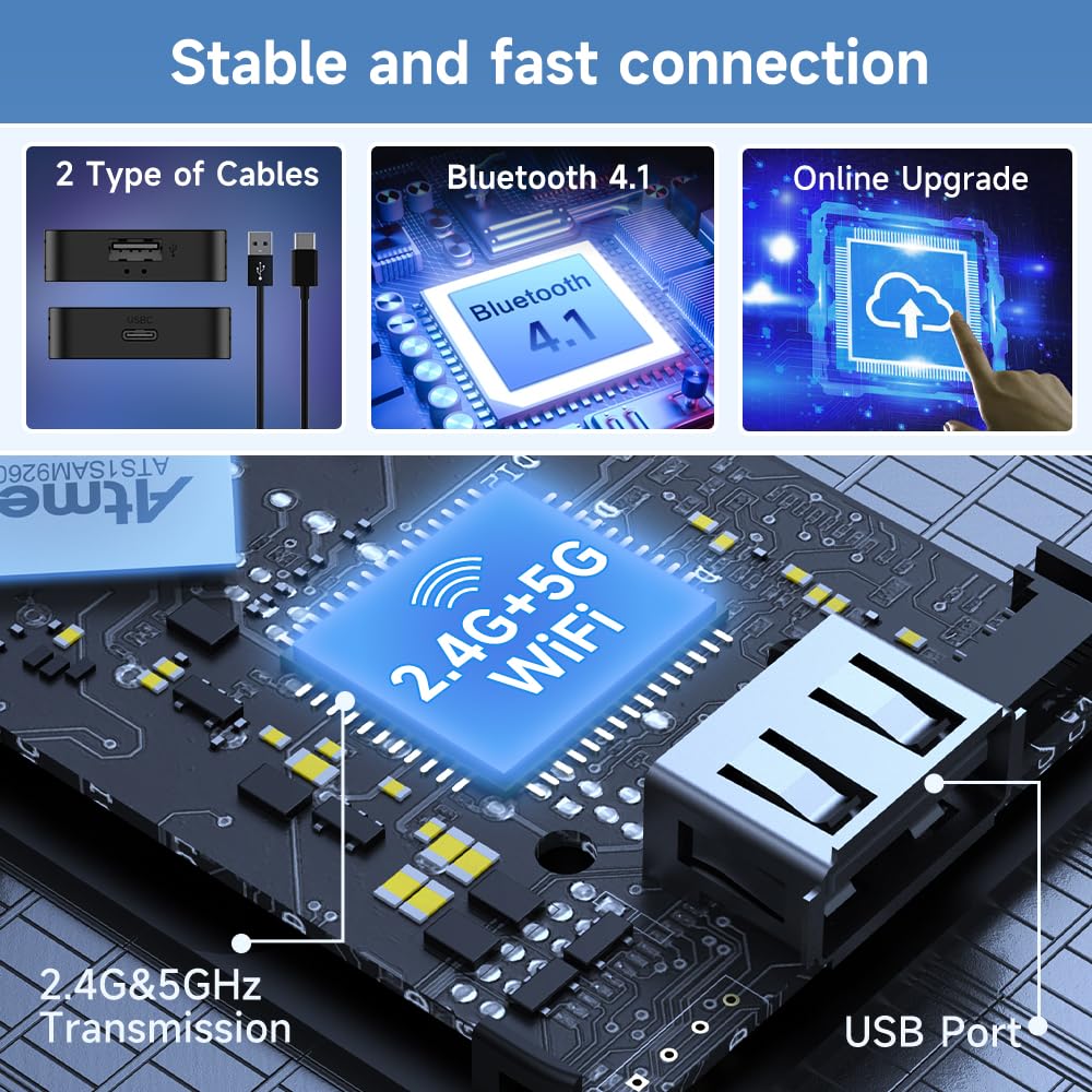 Carlinkit 5.0 2Air Carplay Wireless Adapter,Android Auto Dongle 2025 Release,For Oem Wired Carplay And Android Auto Car,Auto Connect,Lossless Ota Update,For Iphone And Android,Via Plug In Usb Link