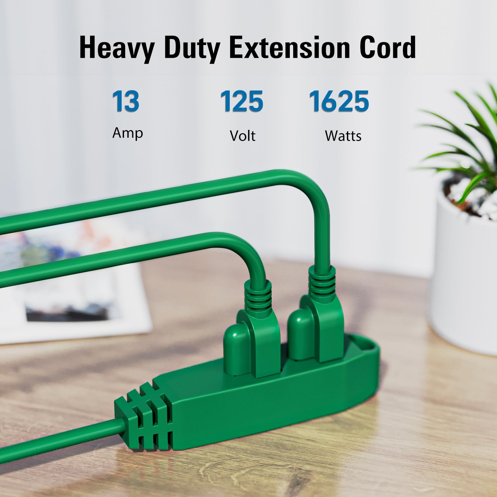 K Kasonic   25 Feet 3 Outlet Extension Cord, Ul Listed, 16/3 Sjtw 3 Wire Grounded, 13 Amp 125 V 1625 Watts, Multi Outlet Indoor/