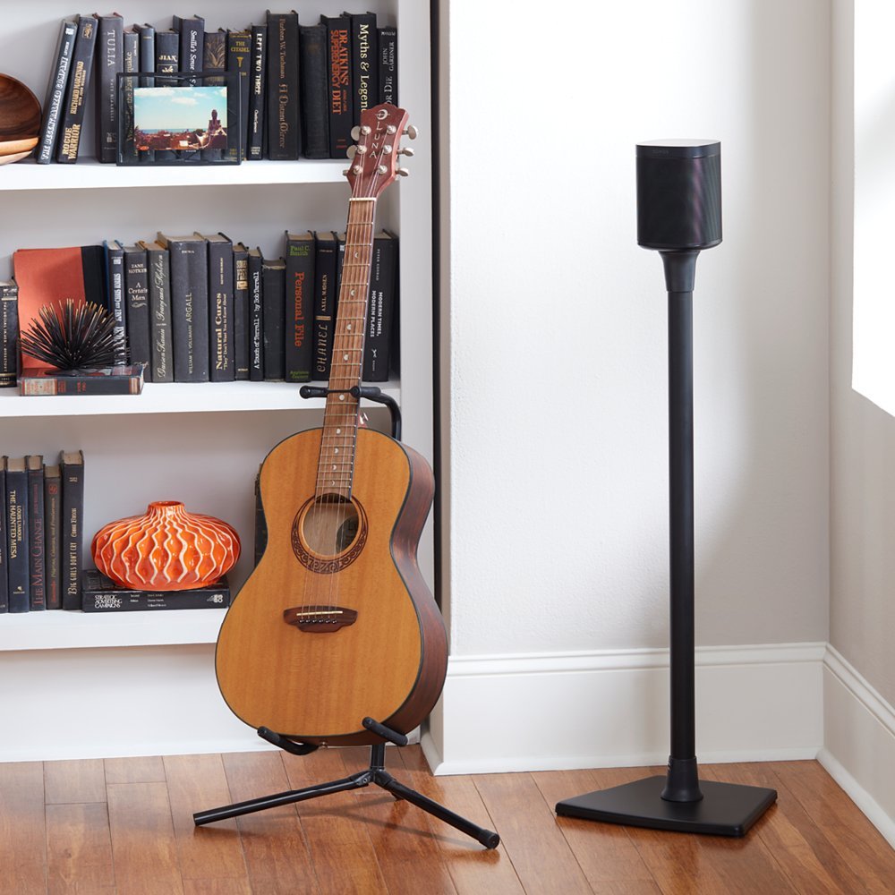 Sanus Wireless Sonos Speaker Stand For Sonos One, Play:1, & Play:3   Audio Enhancing Design With Built In Cable Management   Sin