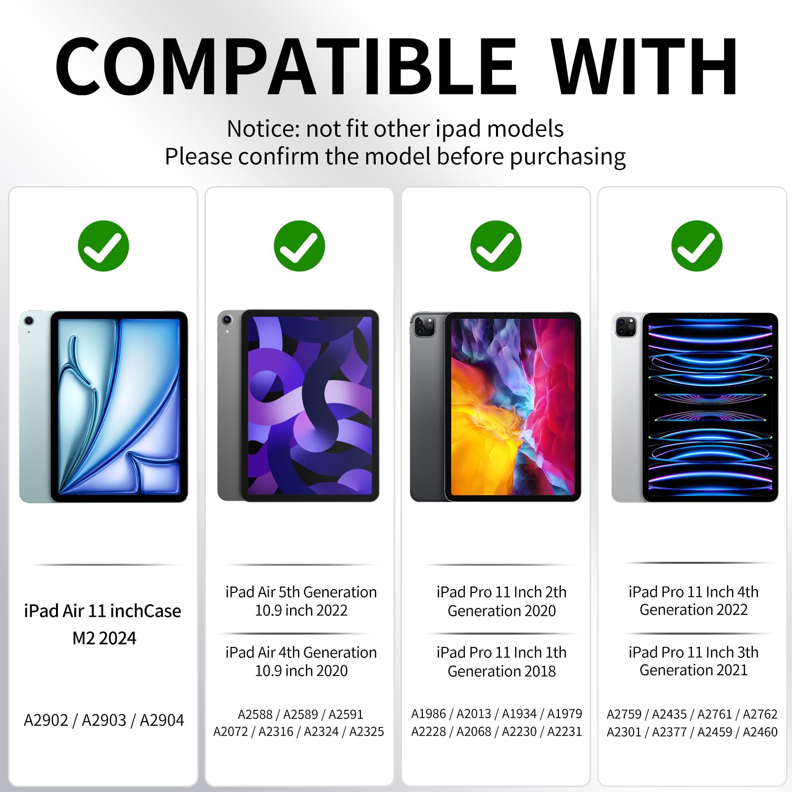 Piznernico Slim Trifold Case For Ipad Air 6Th 11 Inch M2 2024, Ipad Pro 11 4Th/3Rd/2Nd/1St Gen Case, Ipad Air 5Th/4Th Generation