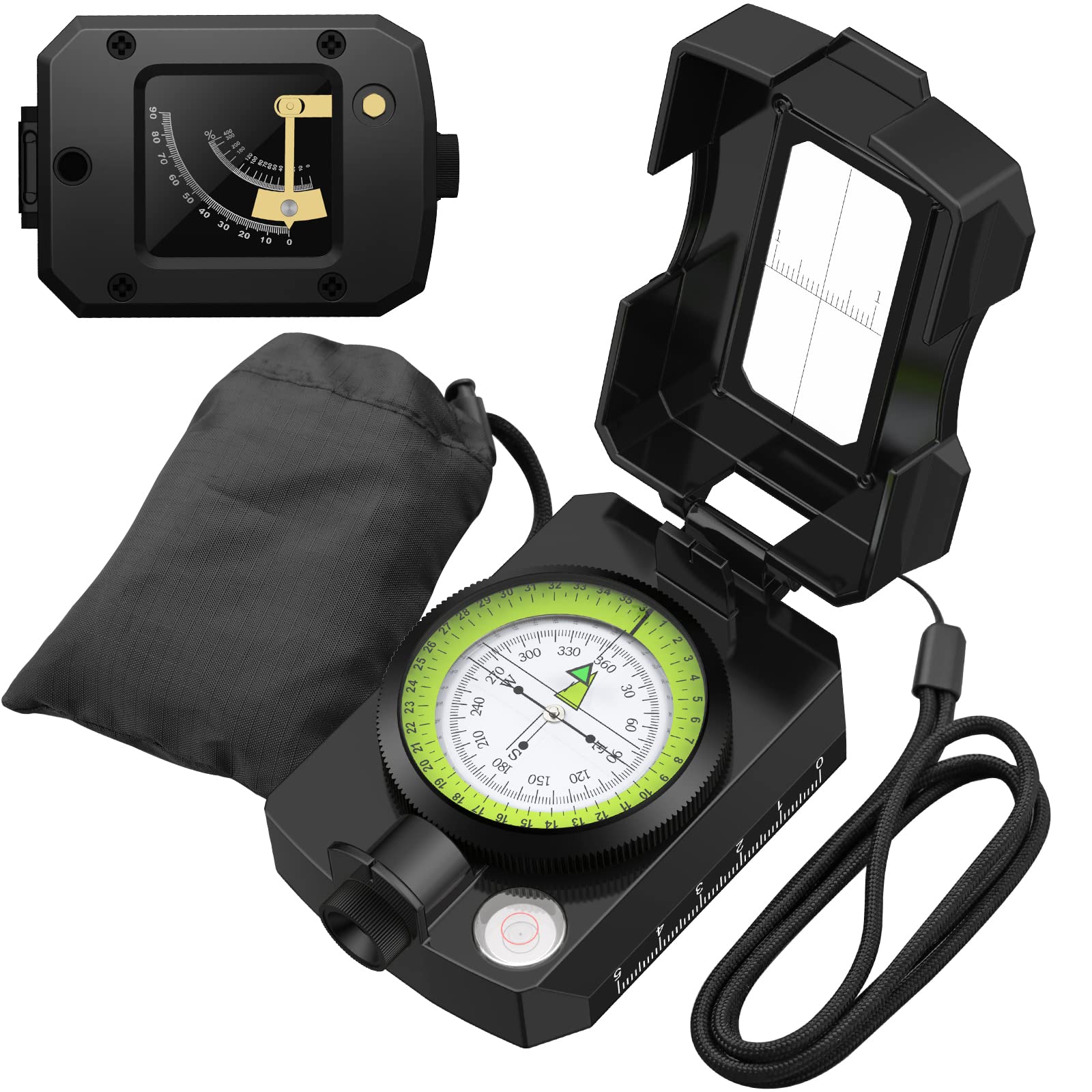 Proster IP54 Hiking Compass Professional Military Compass Aluminum Alloy Camping Compass Waterproof with Sighting Clinometer