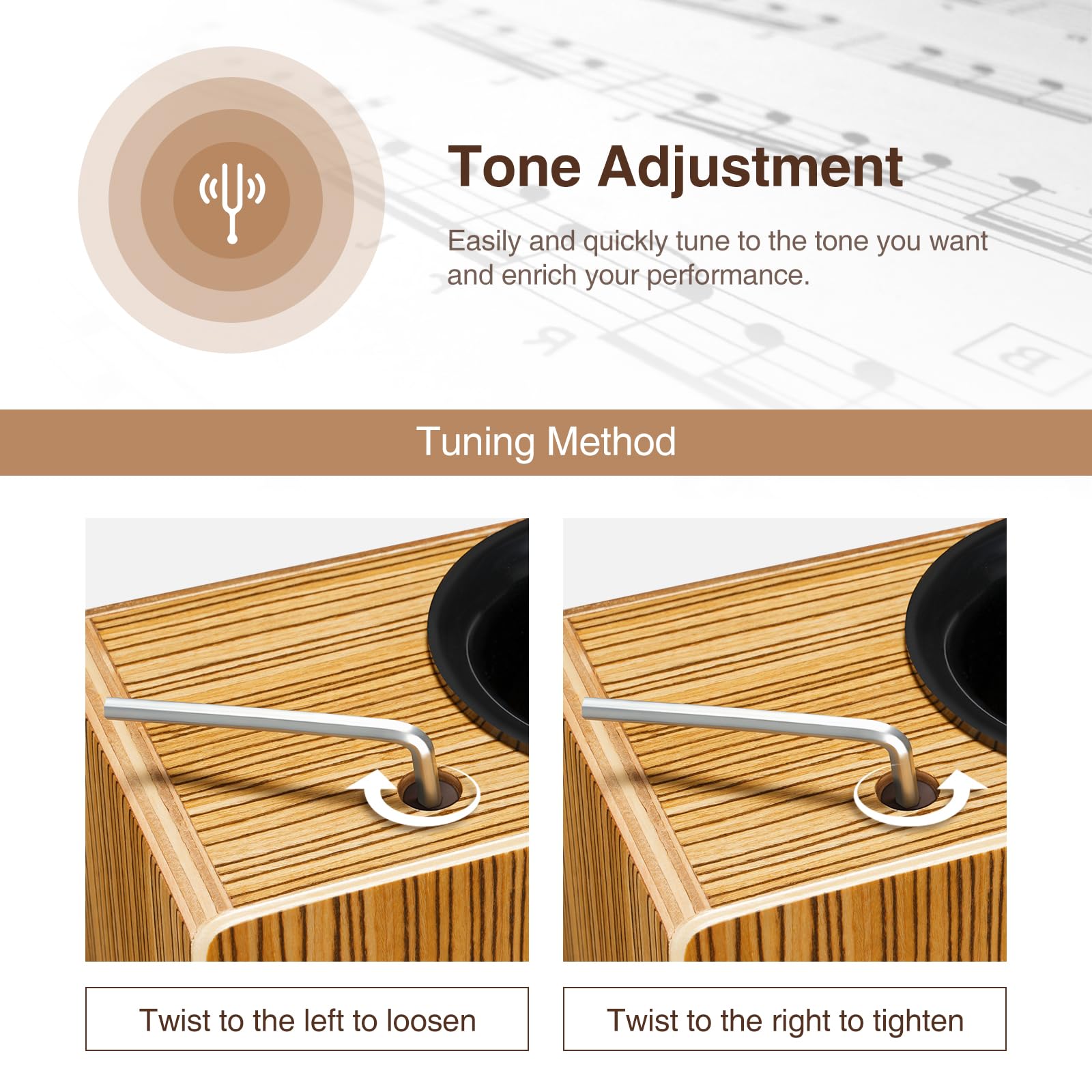 Pogolab Travel Cajon Drum, Portable Adjustable Tone Thick Wooden Cajon With Adjustable Strap & Storage Bag, Musical Hand Drum Wi