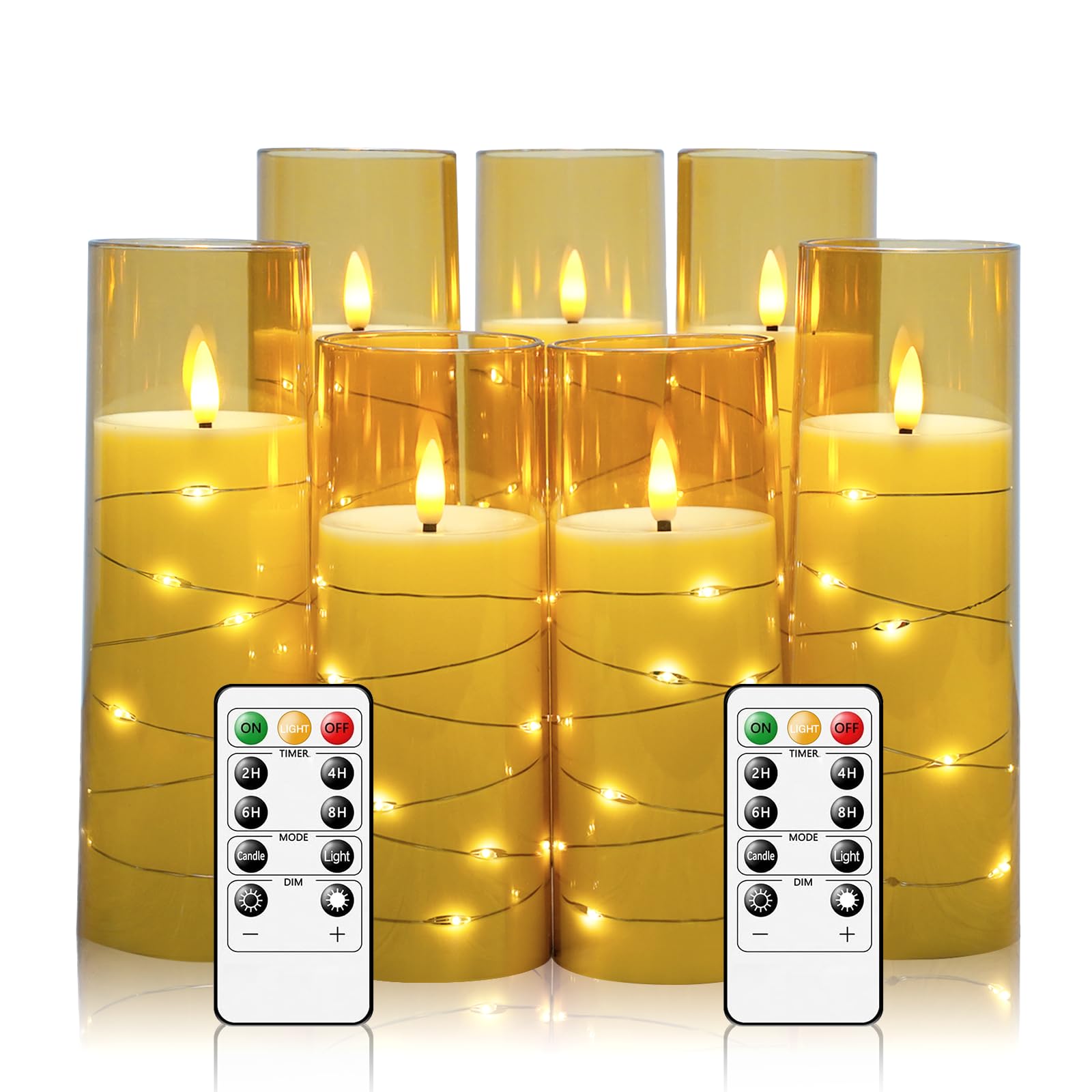 Eebuss Flameless Candles With Embedded Star String, Battery Operated Led Pillar Candles With Timer And Remote Control,Home Decor