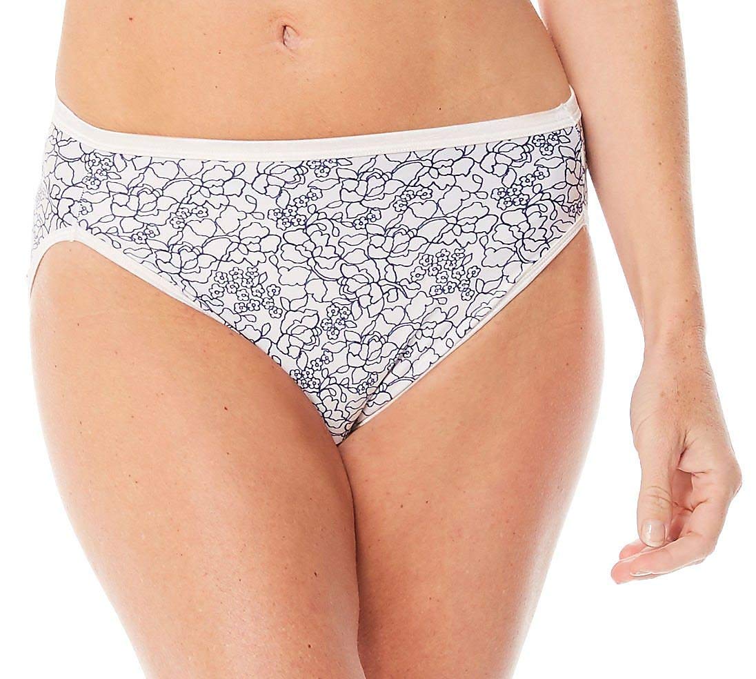 Vanity Fair Womens Illumination Hi Cut Panties (Regular  Plus Size), Tranquil Lace Print, 6