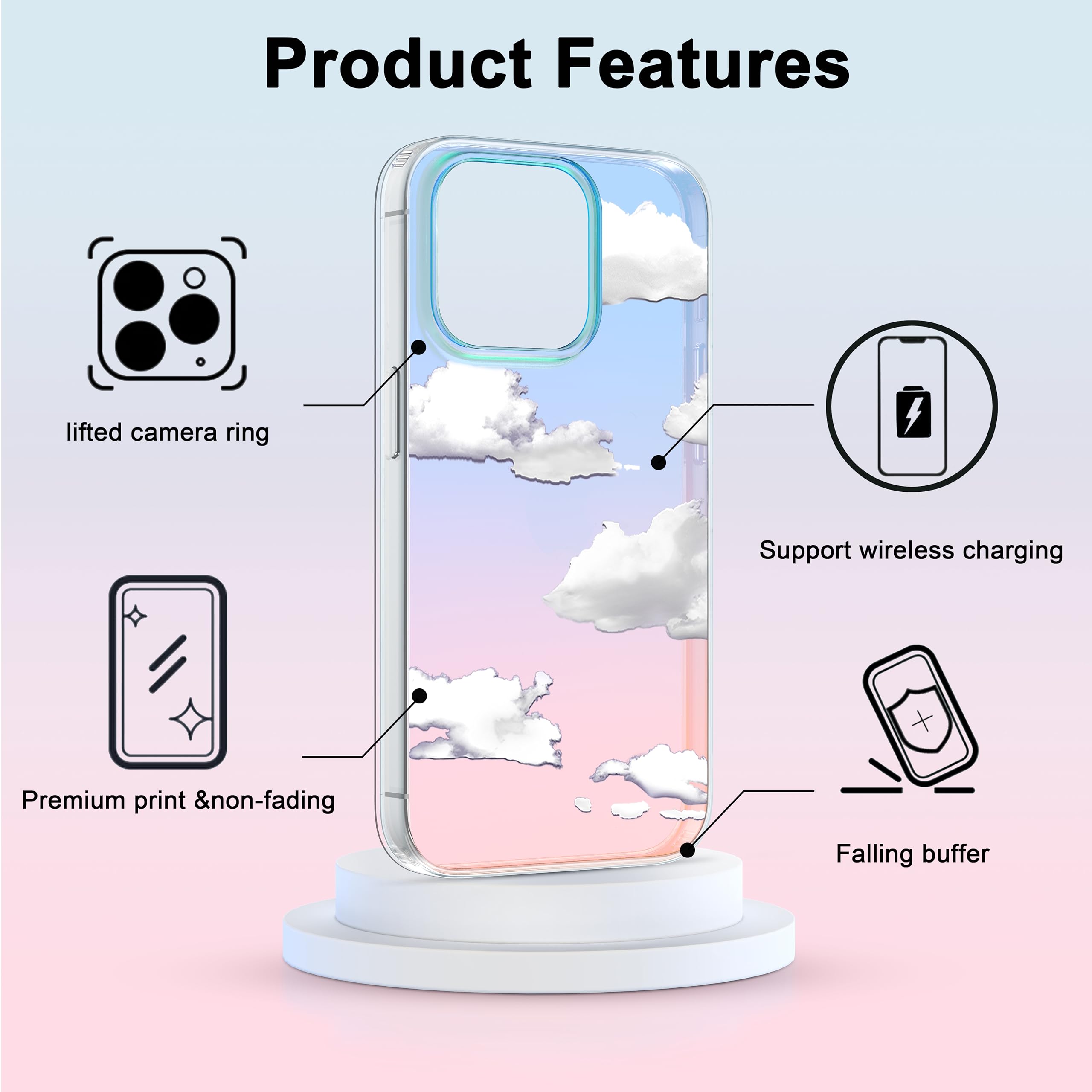 I Mgae In Ar Phone Hard Case 6.7 Inch Compatible With Iphone 15 Pro Max Case 2023 Release Slim Cystal Clear Holographic White Cl