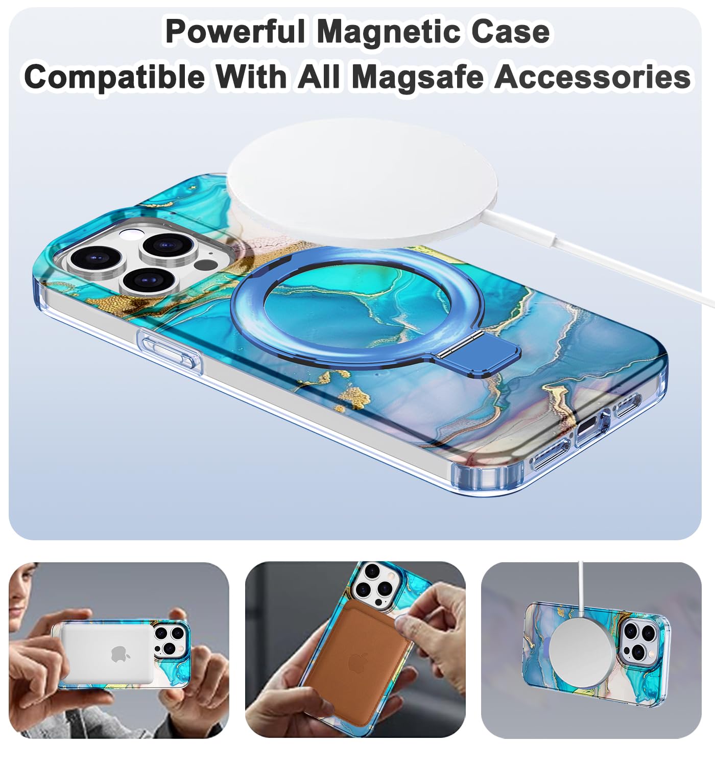 Lamcase For Iphone 12 Case,Iphone 12 Pro Case With Magnetic Invisible Ring Stand [Compatible With Magsafe], Full Body Rugged Sli