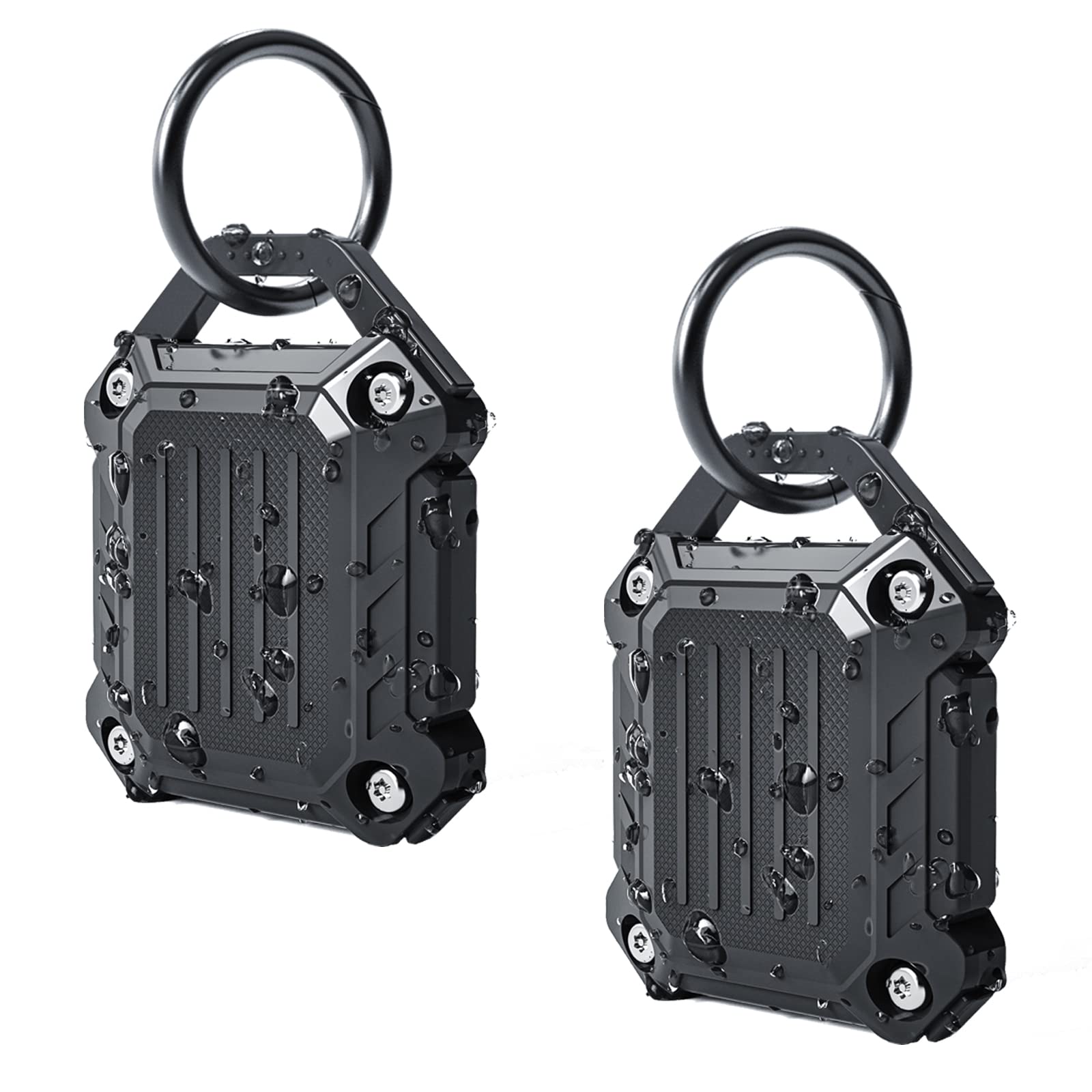 Dovick  Waterproof Airtag Keychain Holder Case,Screw Full Cover Compatible With Apple Air Tag Tracker Key Ring (Black 2Pack)