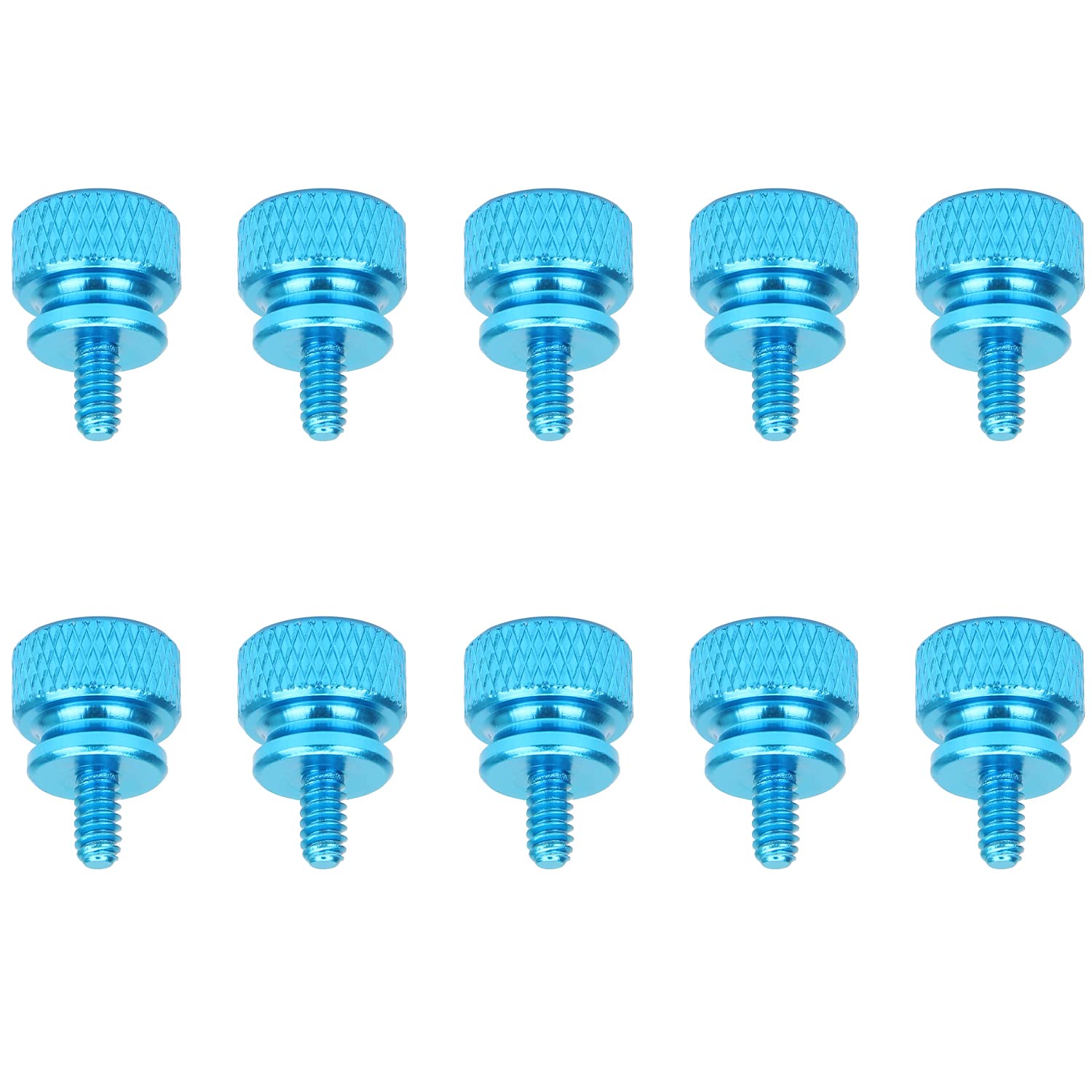 Helifouner 10 Pieces 6 32 Thread, Lake Blue Color Anodized Aluminum Computer Case Thumbscrews, Thumb Screws For Computer Case/Co