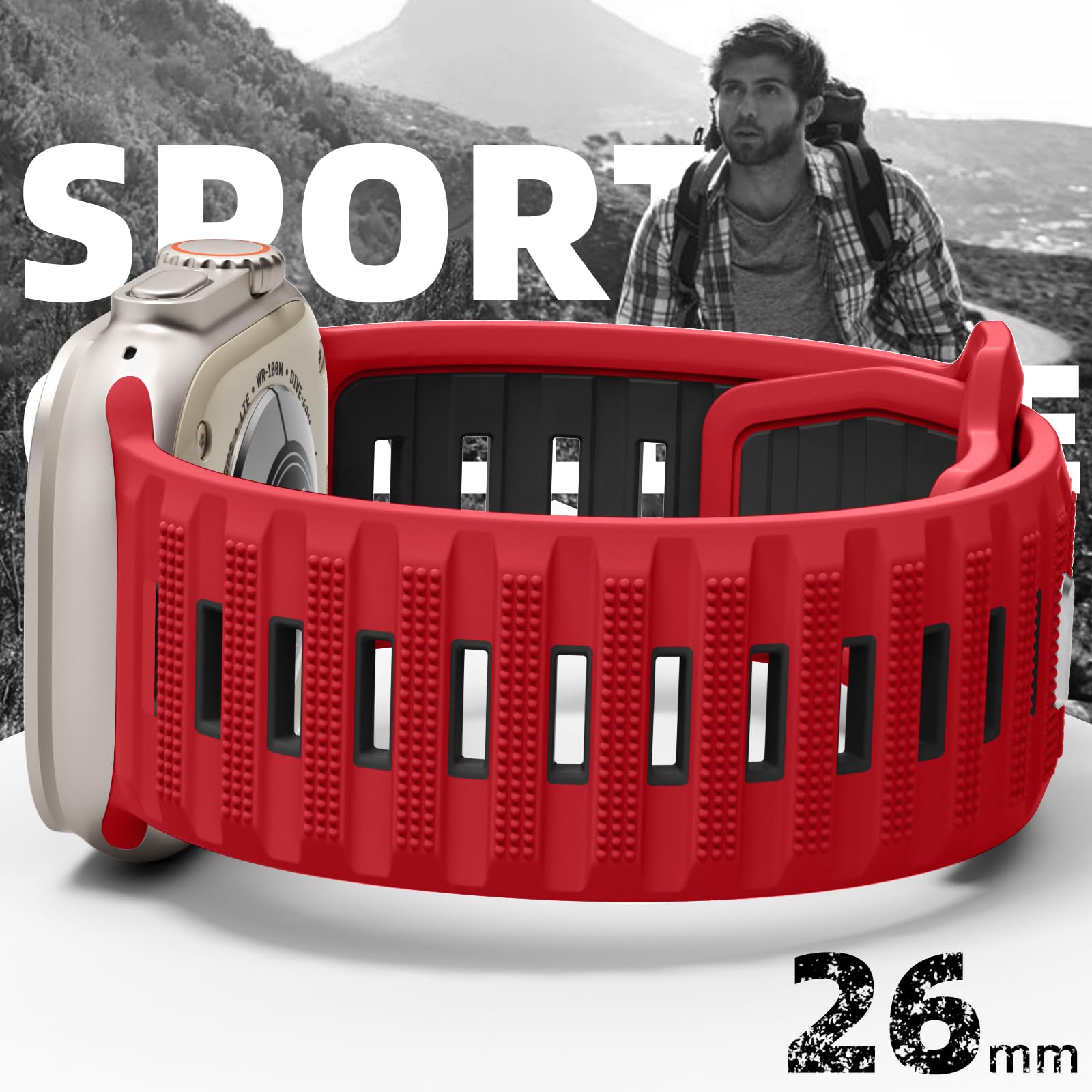 Sport Bands Compatible With Apple Watch Ultra 2/Ultra Band, Apple Watch Bands For Men 46Mm 49Mm 45Mm 44Mm 42Mm, Silicone Loop Wi