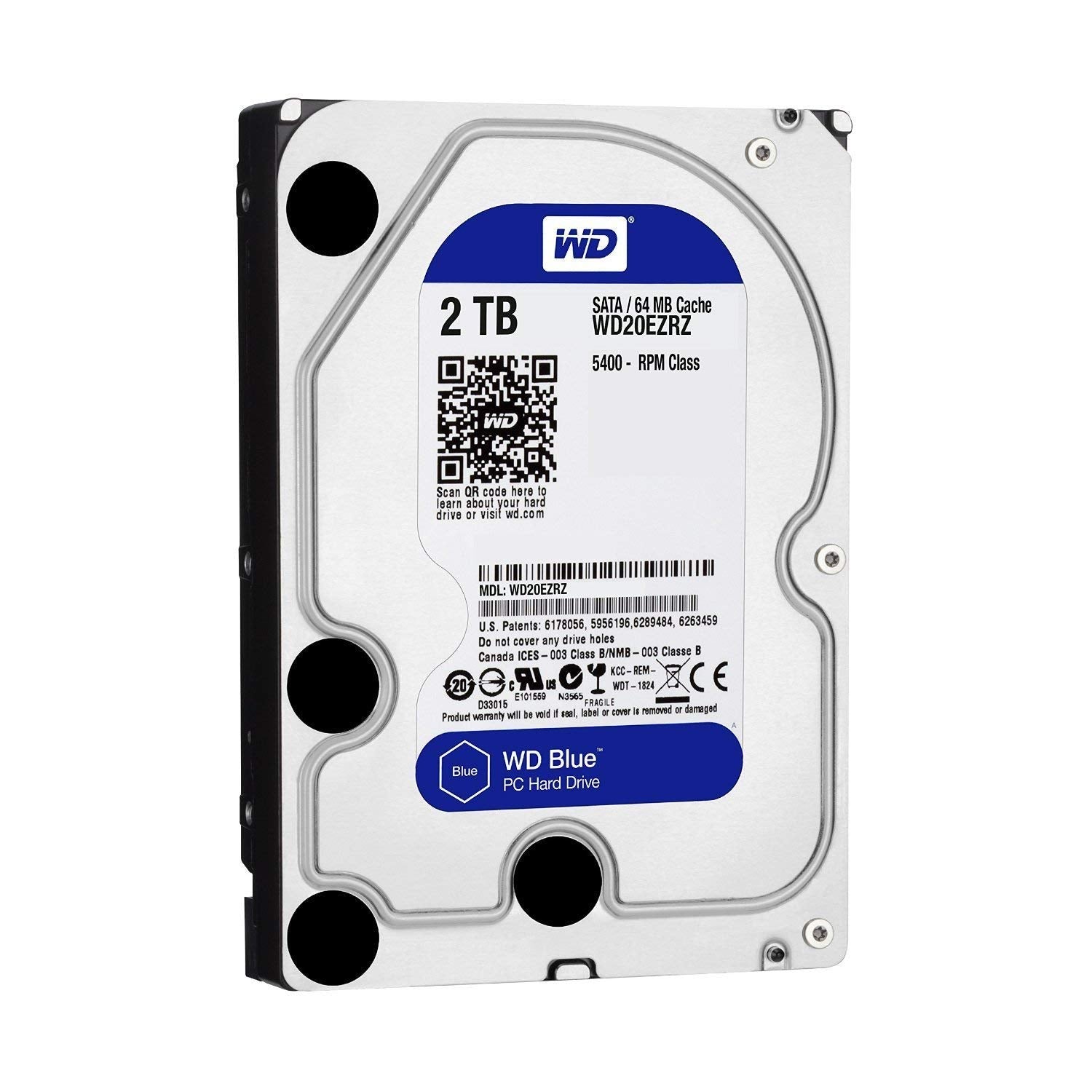 Western Digital 2Tb Wd Blue Pc Internal Hard Drive - 5400 Rpm Class, Sata 6 Gb/S, , 64 Mb Cache, 3.5 - Wd20Ezrz