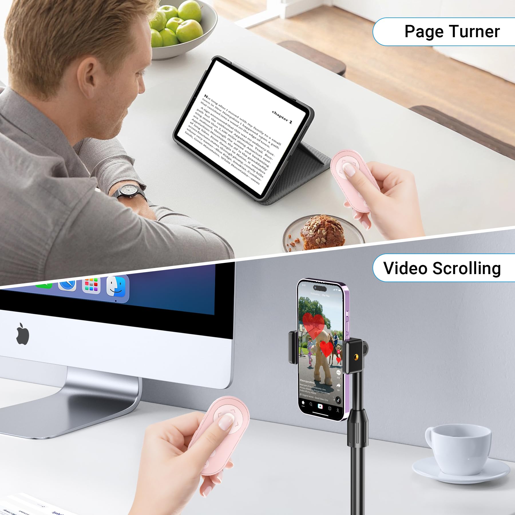 Wireless Camera Remote Control With Zoom For Iphone & Ipad, Versatile Shutter With Front/Rear Camera Switch For Photo & Video, S