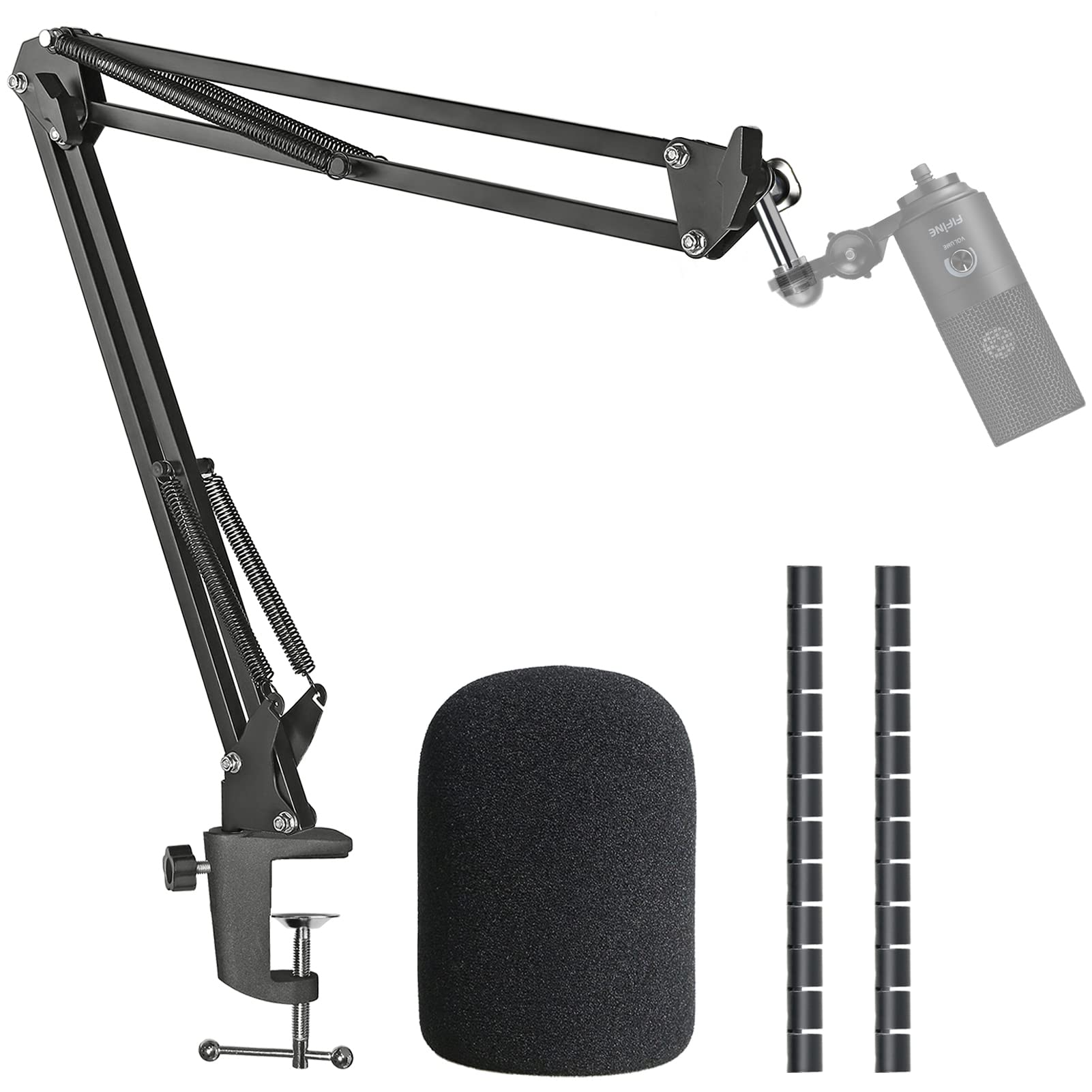 K669 Mic Boom Arm Stand With Pop Filter, Compatible With Fifine K669, Fifine 669B Usb Microphone With Cable Sleeve By Sunmon