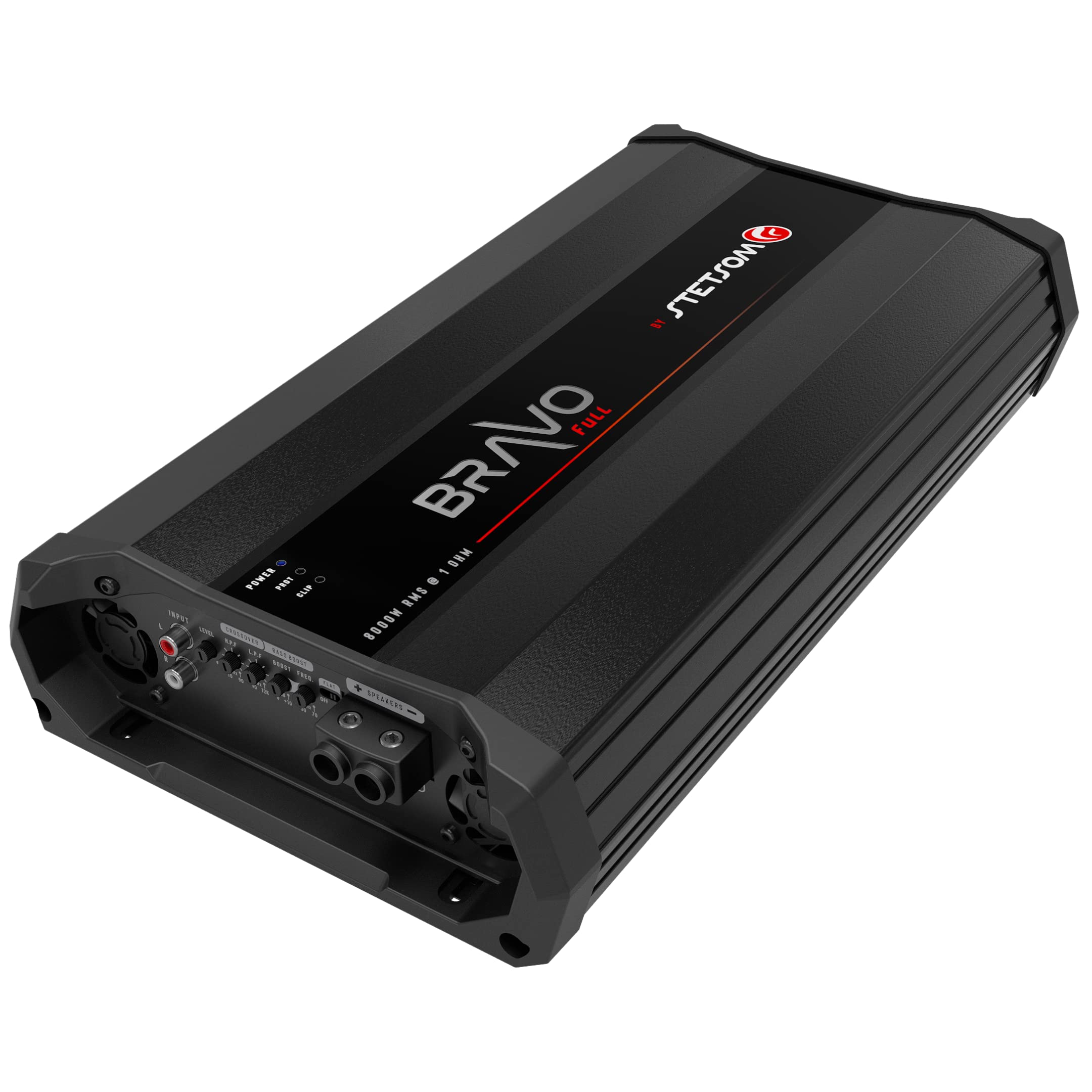 Stetsom Bravo Full 8000 1 Ohm Mono Car Amplifier, 8000.1 8K Watts Rms, 1O Stable Car Audio, Hd Sound Quality, Crossover & Bass B