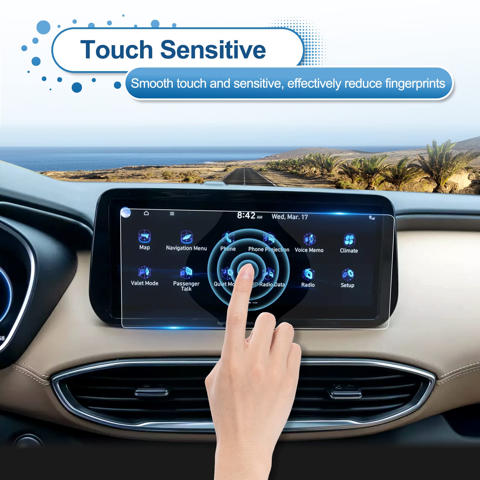 Coleya 2021 2022 2023 Santa Fe Screen Protector For Hyundai Santa Fe (Sel/Xrt/Limited/Calligraphy) 10.25 Inch Touch Screen, 9H H