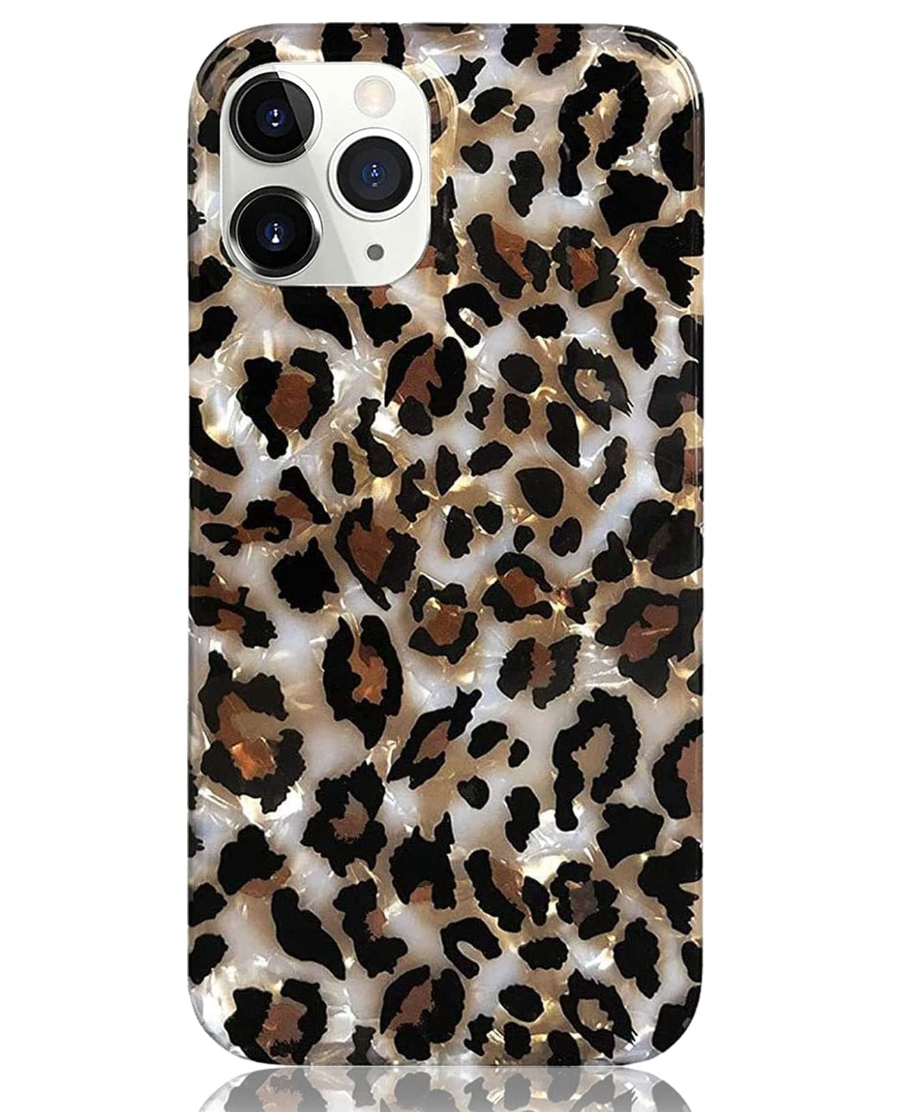 J.West Case Compatiable With Iphone 13 Pro 6.1 Inch,Sparkly Animal Leopard Print Pattern Vintage Cheetah Glitter Translucent Cle