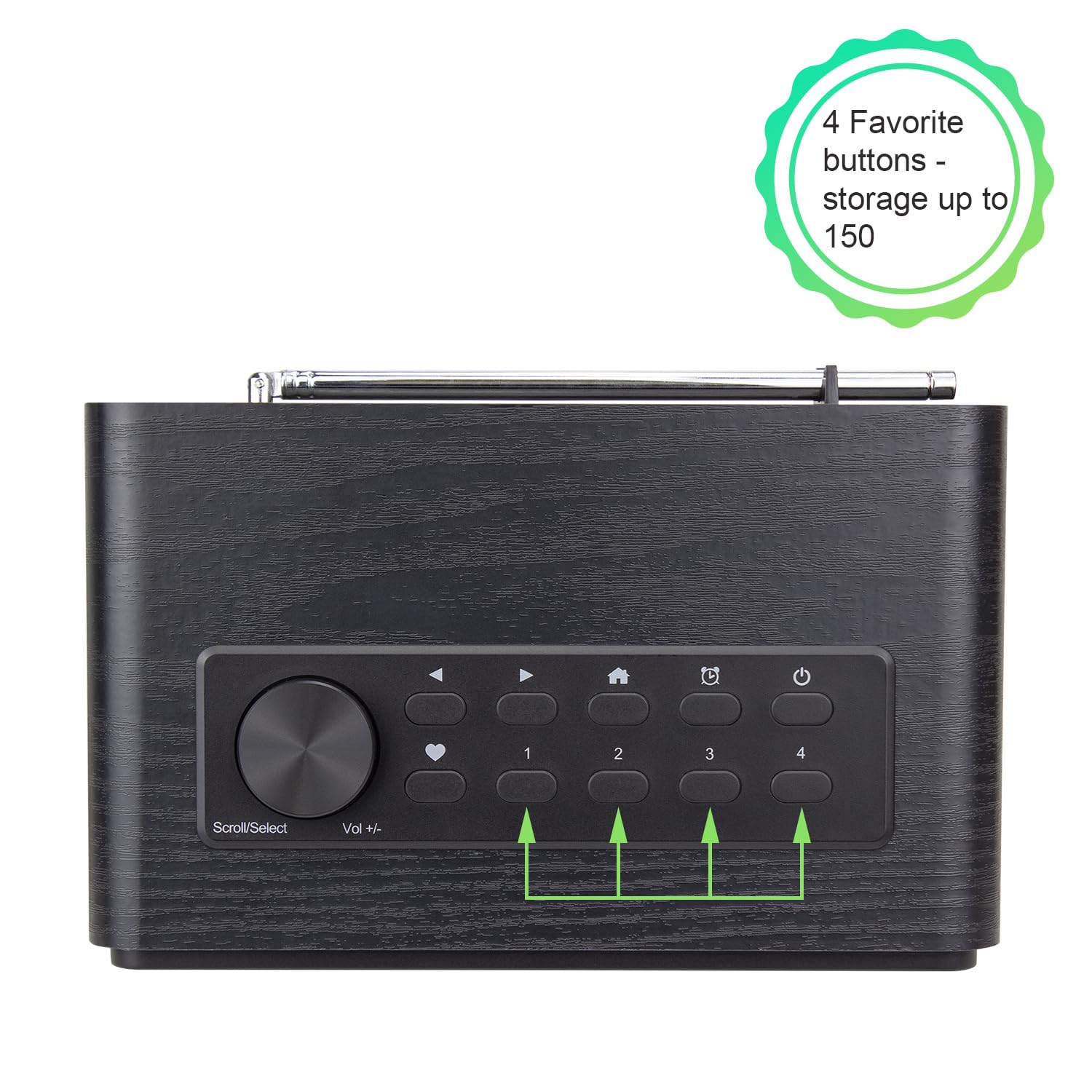 Ocean Digital Wr 390 Wi Fi Internet Radio, Fm, Bluetooth Speaker, Rechargeable, 4 Preset Buttons, Alarm Clock, Dimmer, Auto Off