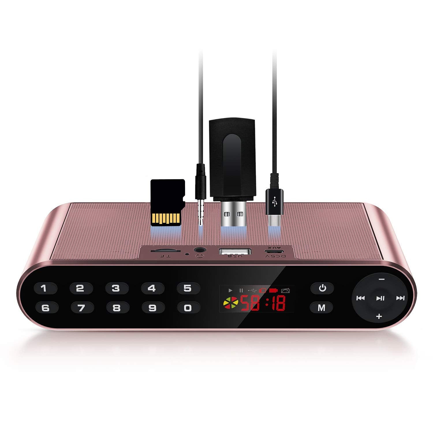 Antimi Bluetooth Speaker,Fm Radio Player,Mp3 Player Stereo Portable Wireless Speaker Drivers With Hd Sound, Built In Microphone,