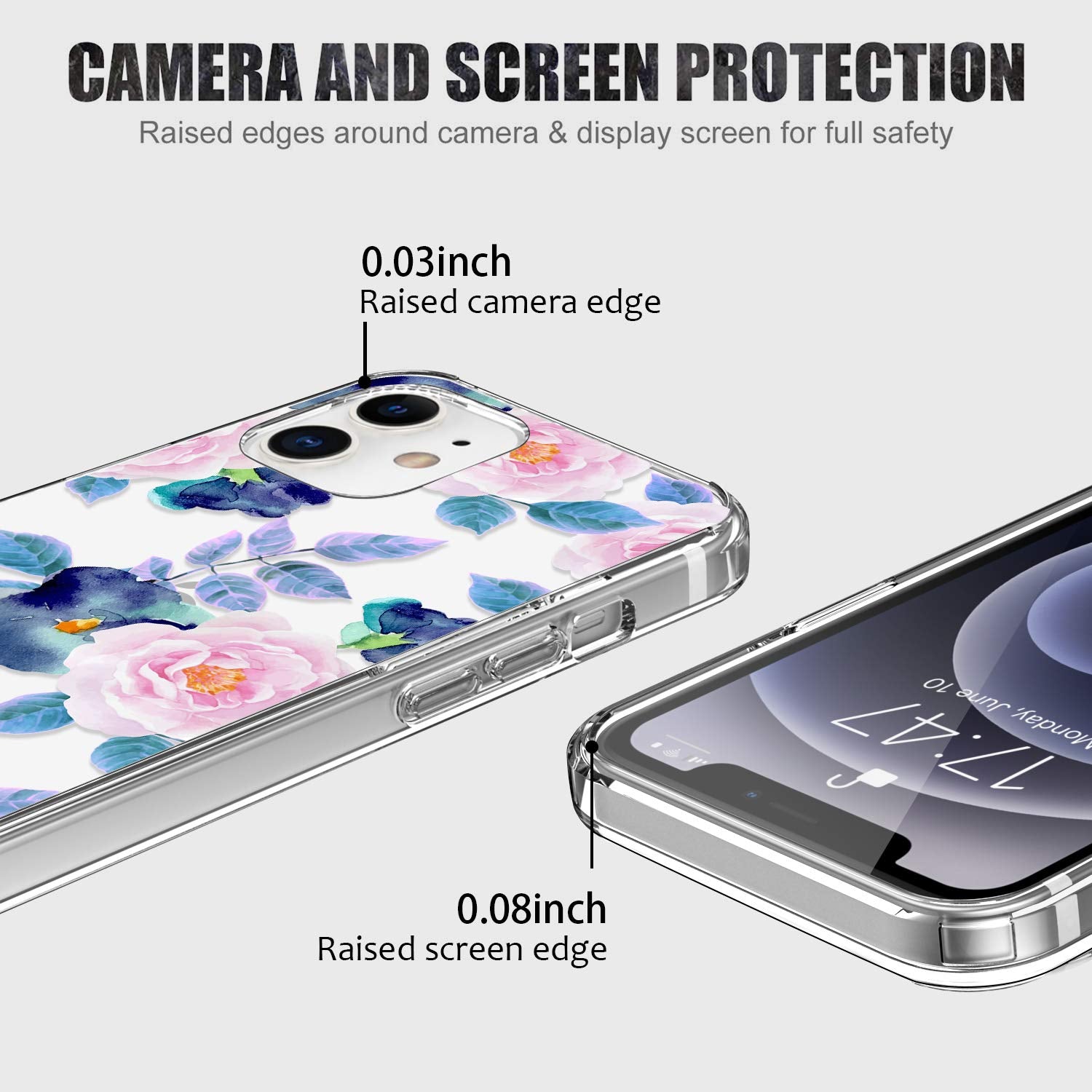 Luhouri Designed For Iphone 12 Case,Iphone 12 Pro Case With Screen Protector   Slim Fit, Sturdy Clear Acrylic Cover For Women An