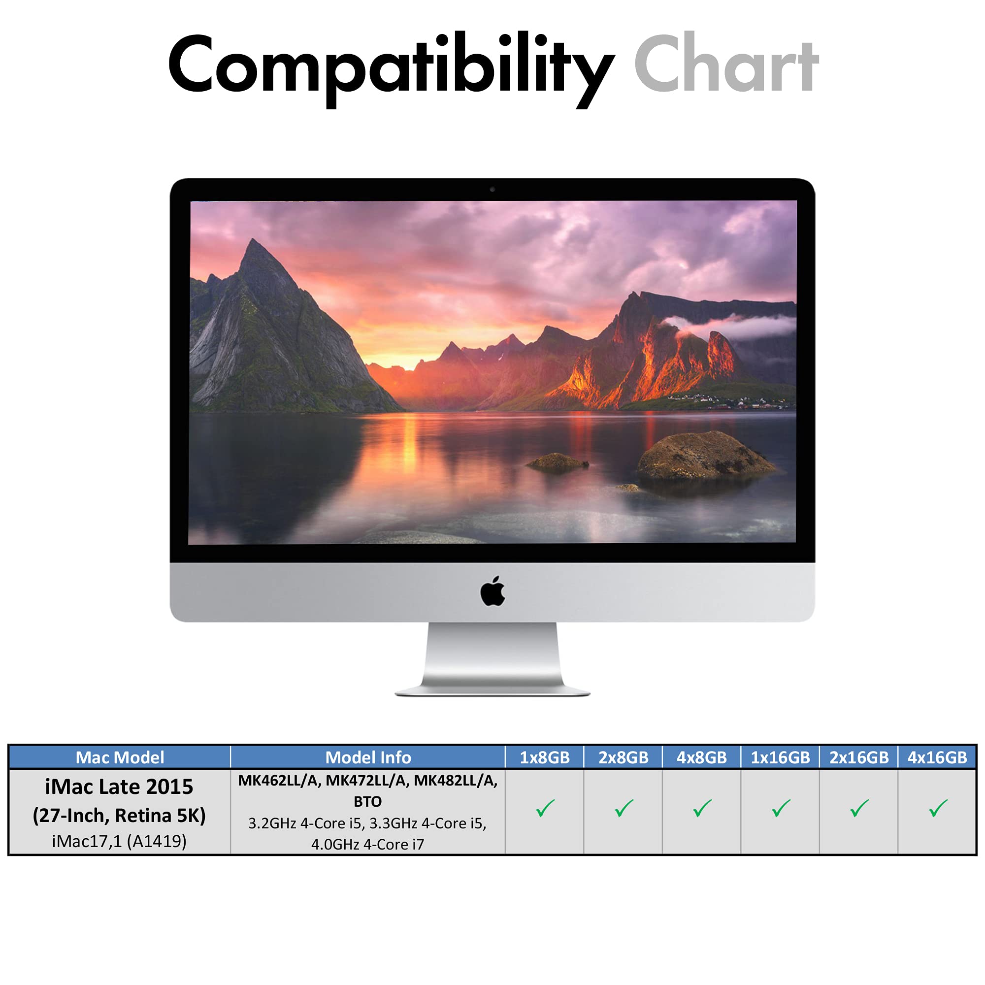 A Tech 32Gb (4X8Gb) Ram For Apple Imac Late 2015 27 Inch Retina 5K | Ddr3L 1866Mhz / 1867Mhz Pc3L 14900 1.35V 204 Pin Sodimm Mem