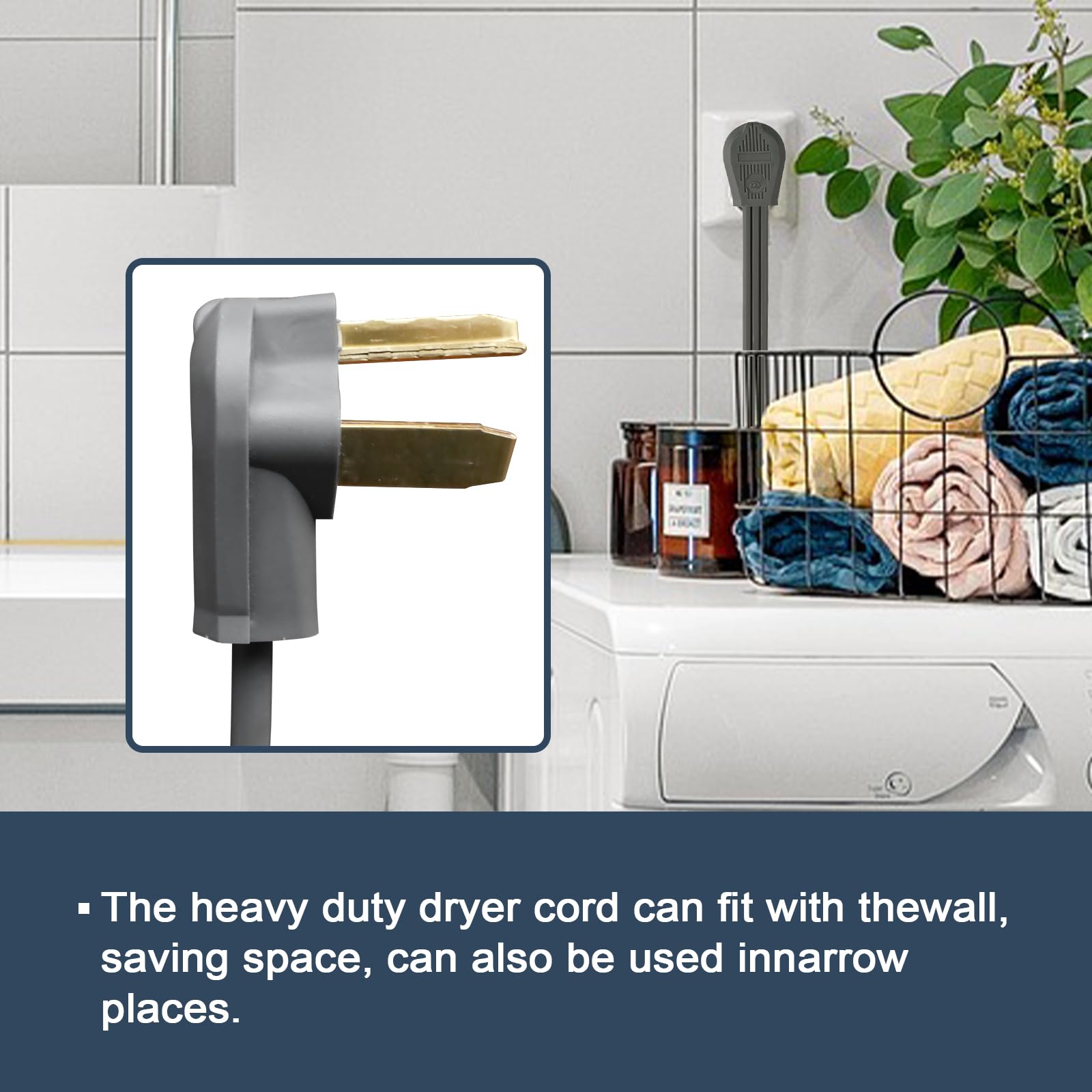 Ep 3 Prong Dryer Cord, 4 Ft 10/3 Srdt, 30 Amp Appliance Extension Power Cord, Nema 10 30, Gray