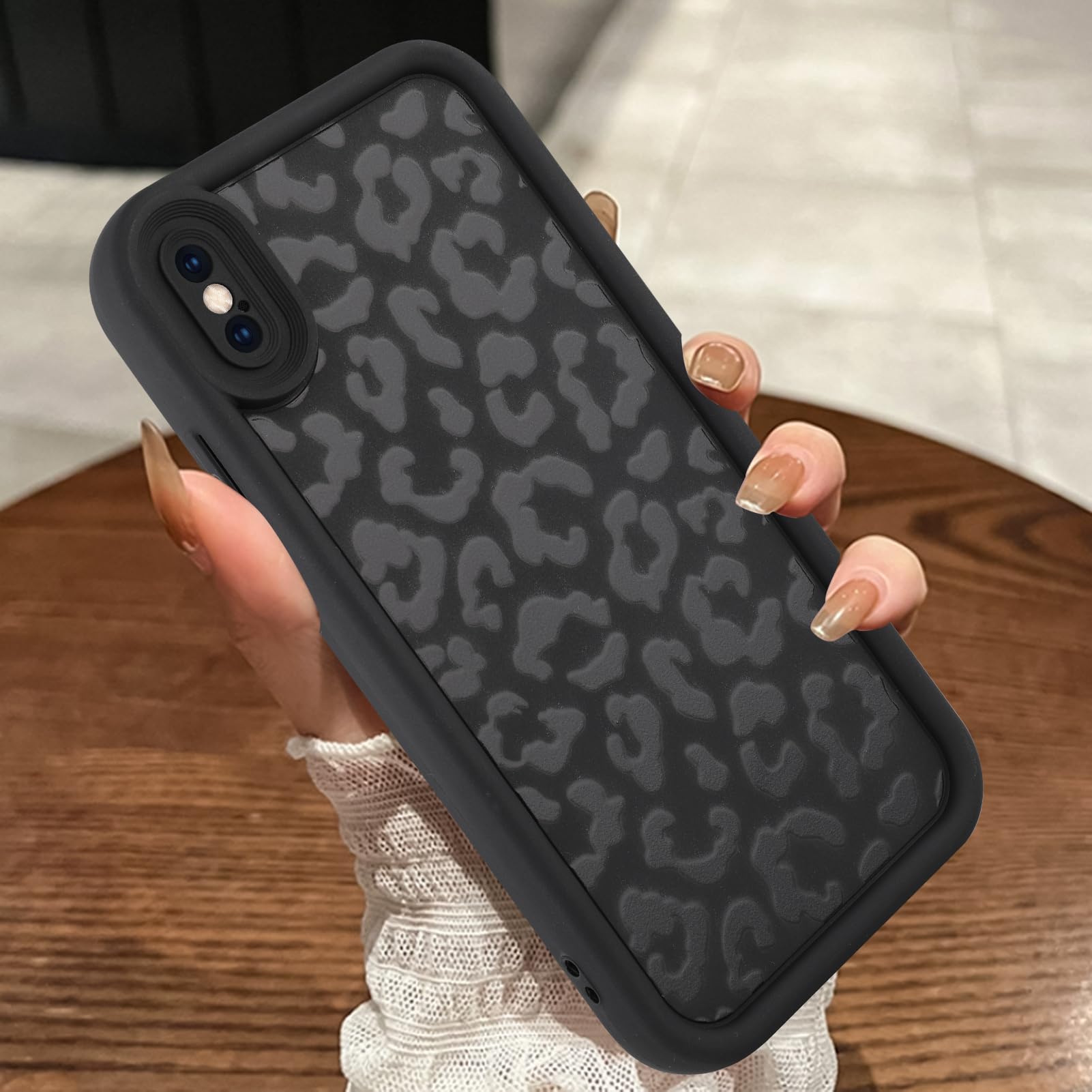 MOWIME Compatible with iPhone X/XS Case, Cheetah Print Shockproof Soft TPU Protective Cover for Women Girls, Slim Anti Scratch L