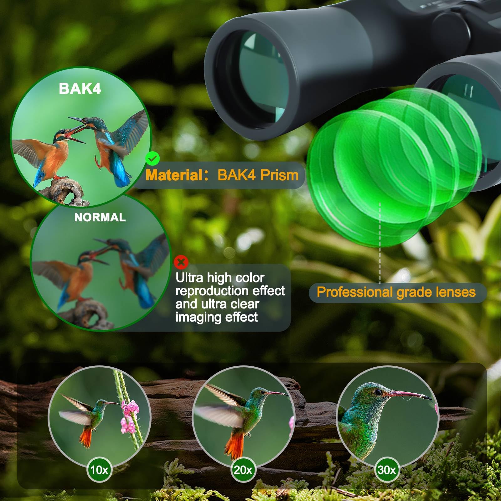 (10 30) X50 Hd Binoculars For Adults Compact High Powered Bird Watching   Waterproof Hunting Travel Binoculars With Phone Adapte