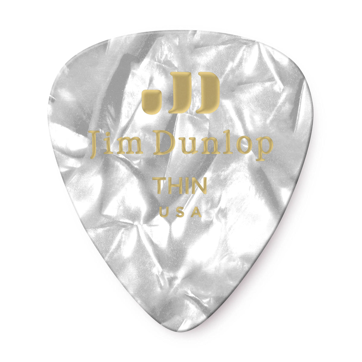 Jim Dunlop 483P04Th Genuine Celluloid, White Pearloid, Thin, 12/Player'S Pack