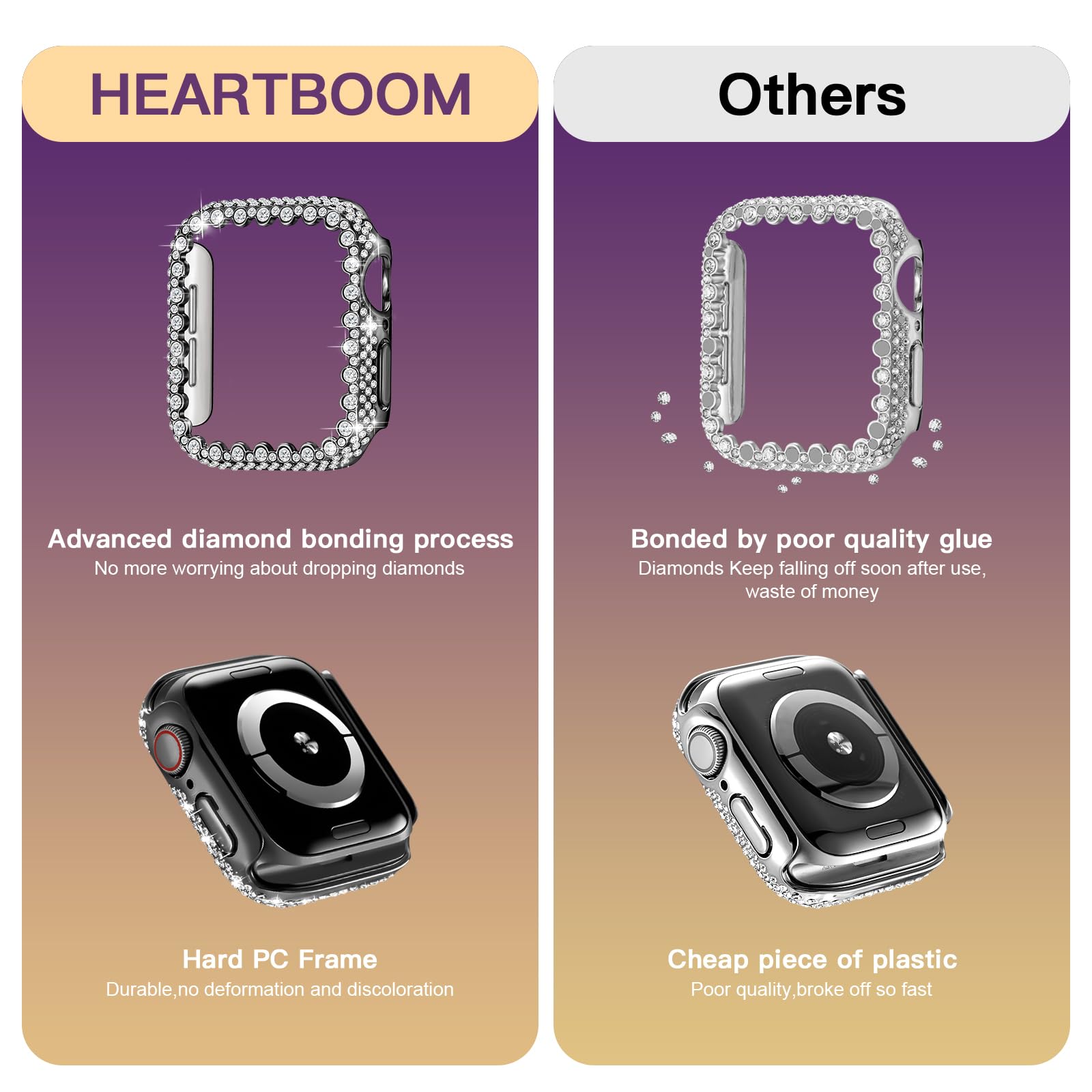 Bling Bumper Case Compatible With Apple Watch Series 3/2/1 38Mm, Diamond Protective Face Cover For Women, Hard Pc Frame For Iwat