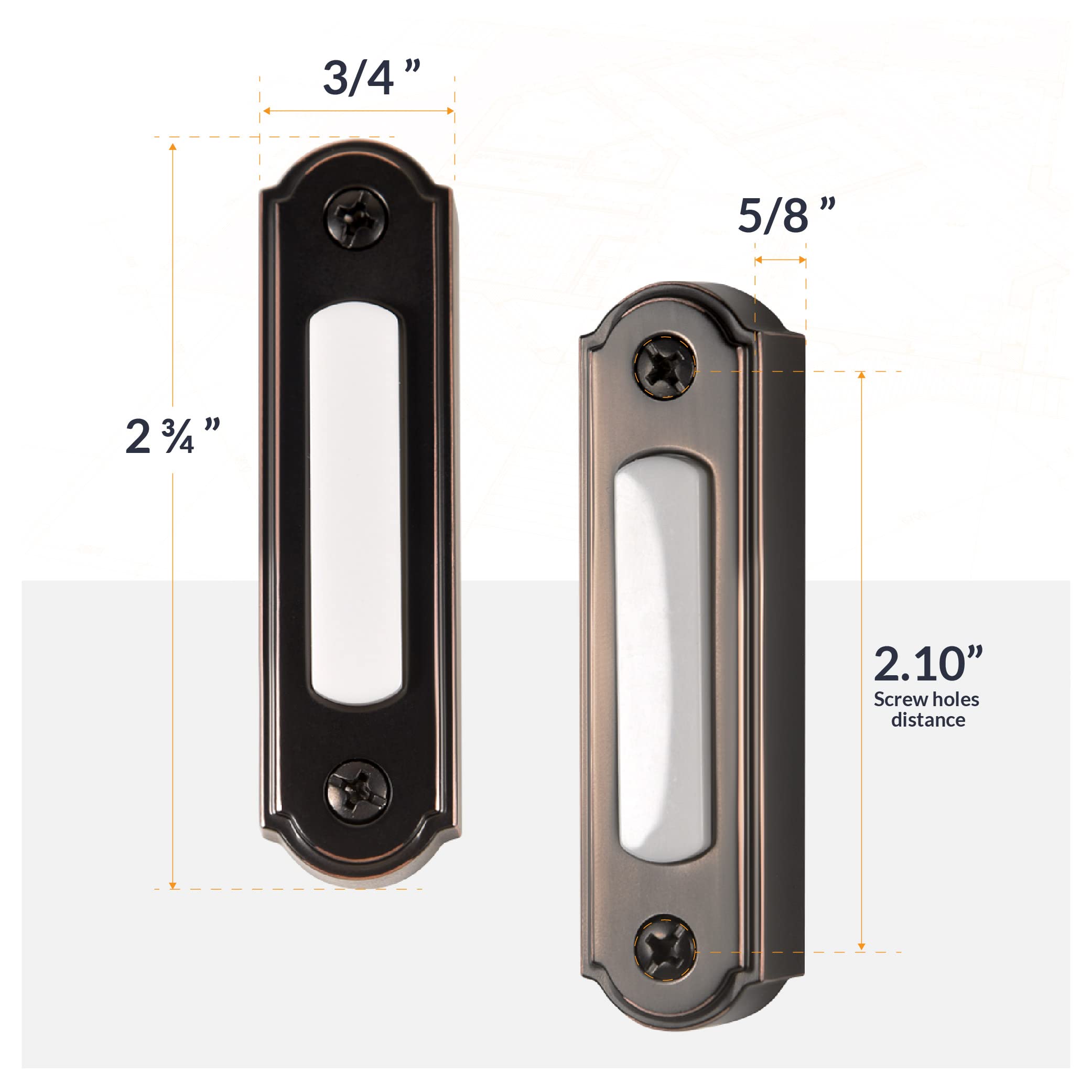 Newhouse Hardware Led Lighted Metal Door Chime Push Button (Oil Rubbed Bronze) | Surface Mount Lighted Door Bell Button | Replac