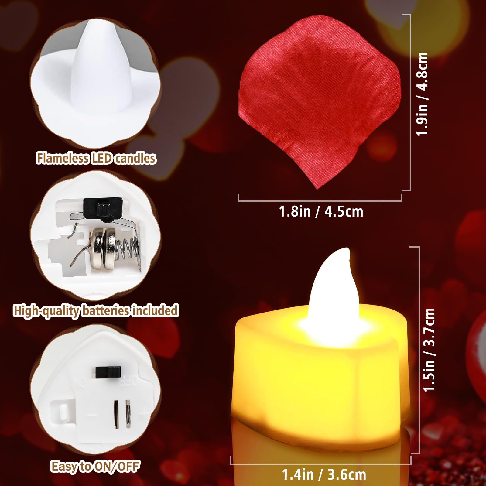 3000 Pcs Artificial Rose Petals With 20 Pcs Flameless Led Tea Lights Candles Decoration For Special And Romantic Night, Wedding