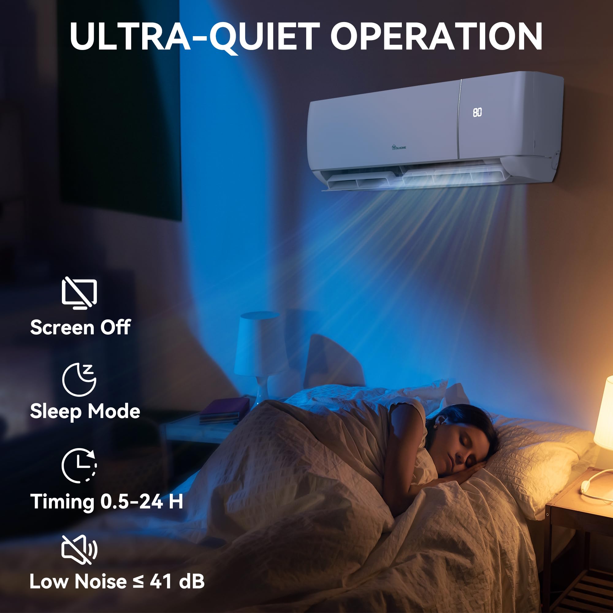 Yitahome 12000 Btu Mini Split Air Conditioner Heat Pump System, Wifi Enabled 20 Seer2 115V Ductless Ac Cool Up To 750 Sq. Ft, Co