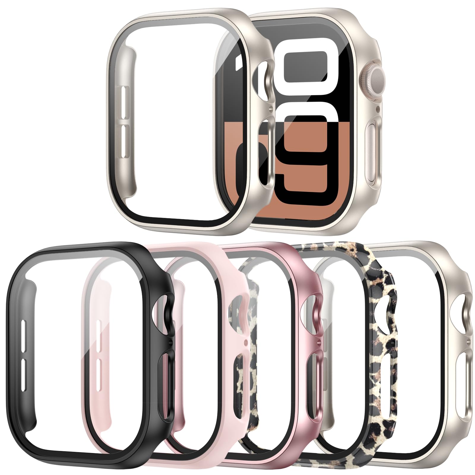 Haojavo 5 Pack For Apple Watch Series 10 Screen Protector Case 42Mm(2024), Pc Hard Cover With Tempered Glass Film Ultra Thin Sli