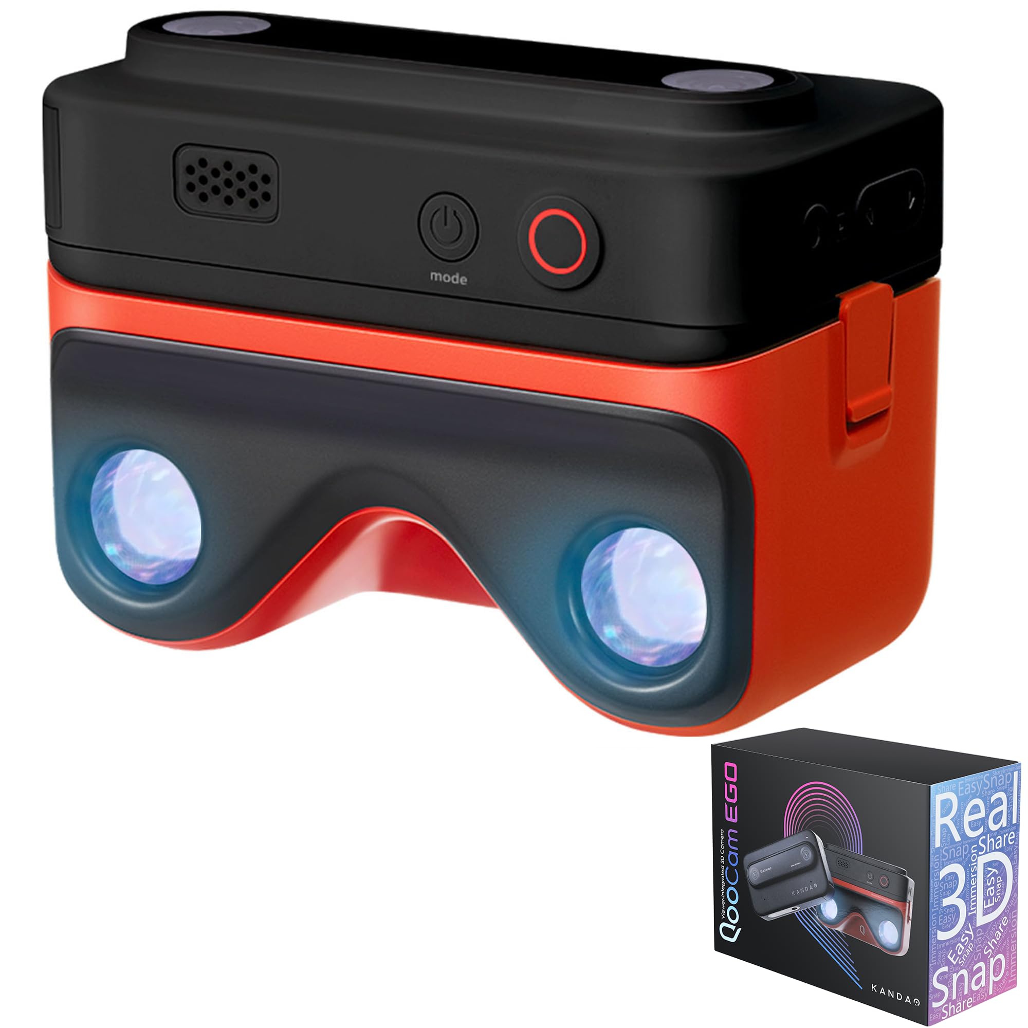 Kandao Qoocam Ego 3D Camera   Viewer Integrated 3D Vr Camera, 24Mp/8K Photos/4K 60Fps Videos Stereoscopic 3D Instant Display Cam