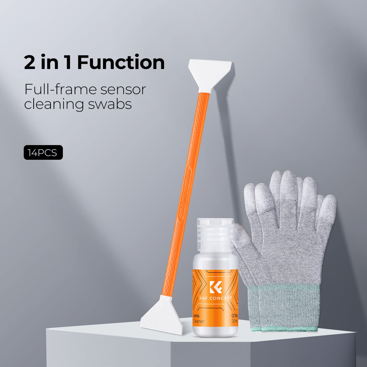 K&F Concept 14Pcs Double Tipped 24Mm Aps Full Frame Sensor Cleaning Swab, Dslr Or Slr Digital Camera Cleaning Kit And Full Frame