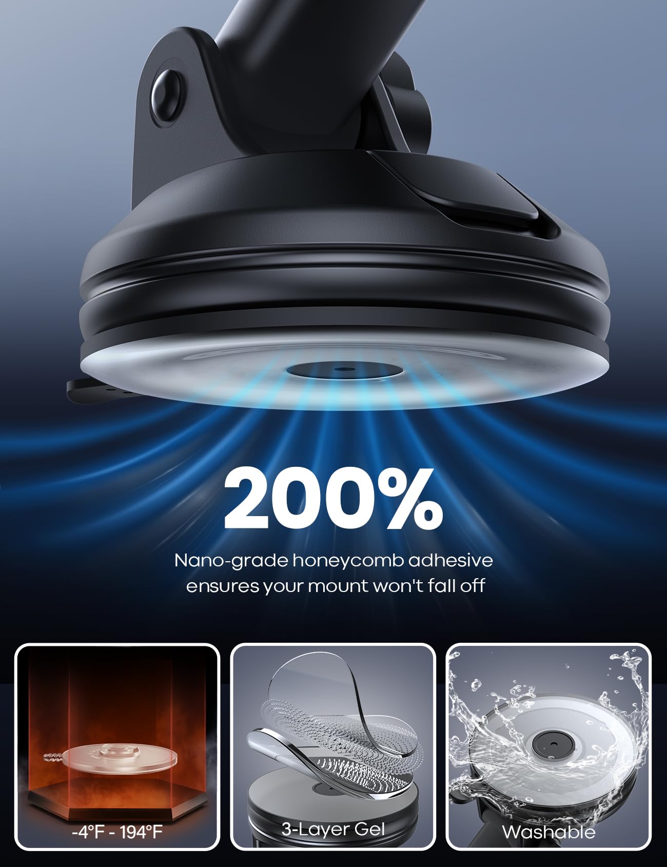 Lamicall Car Phone Holder   [Strongest Military Grade Suction Cup] 360 Rotation Phone Holders For Your Car Quick Release Adjusta