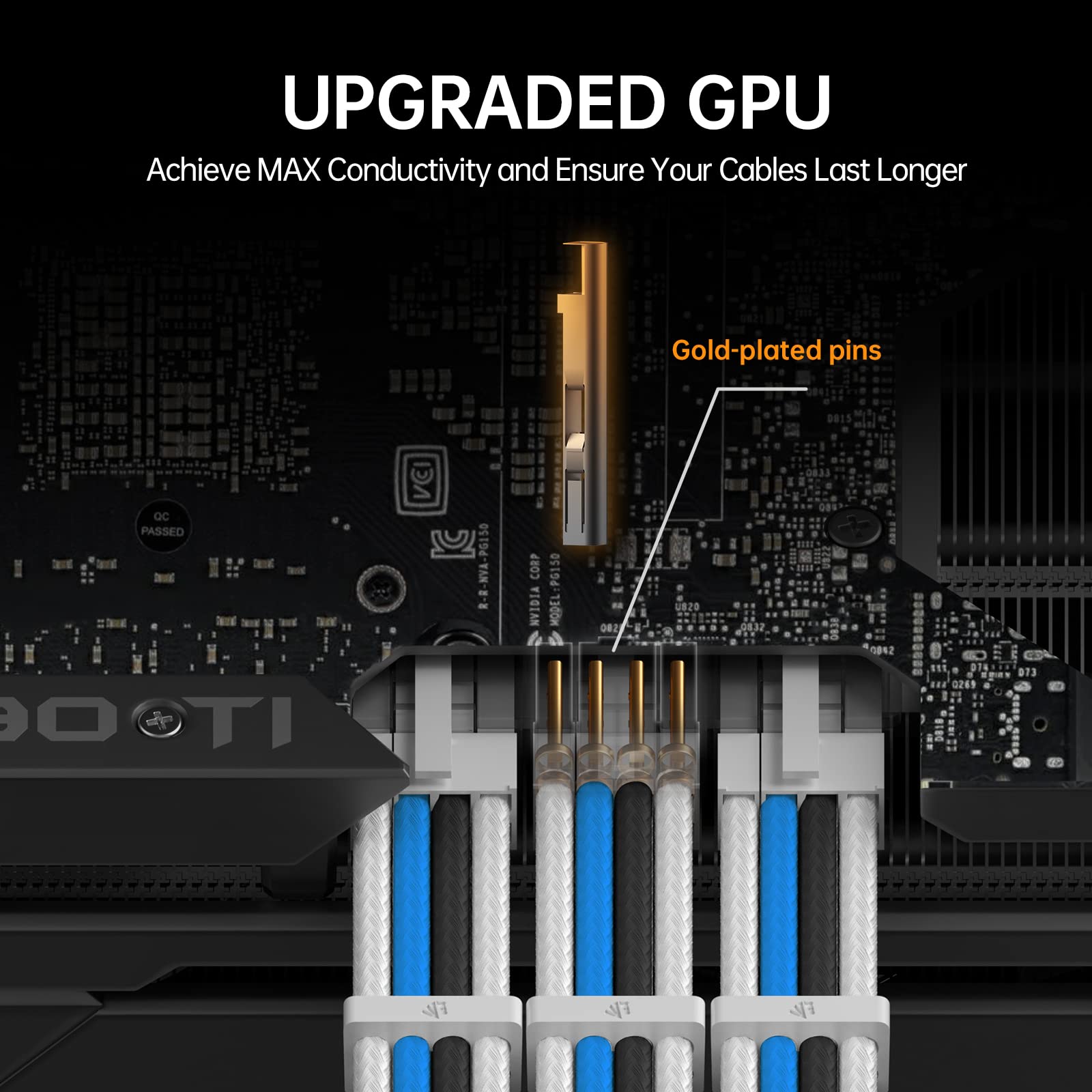 AsiaHorse Customization Mod Sleeve Extension Cable Kit 16AWG ATX/EPS/8-Pin PCI-E, Mix Color Blue-White, Model SnowPro6kit-Blue