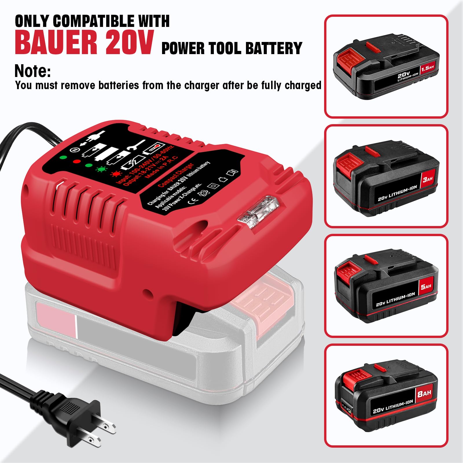 Asunt 1701C B 20V Battery Charger Replacement For Bauer 20V Hyper.Max Lithium Ion Battery Compact Mini Charger(Battery Not Inclu