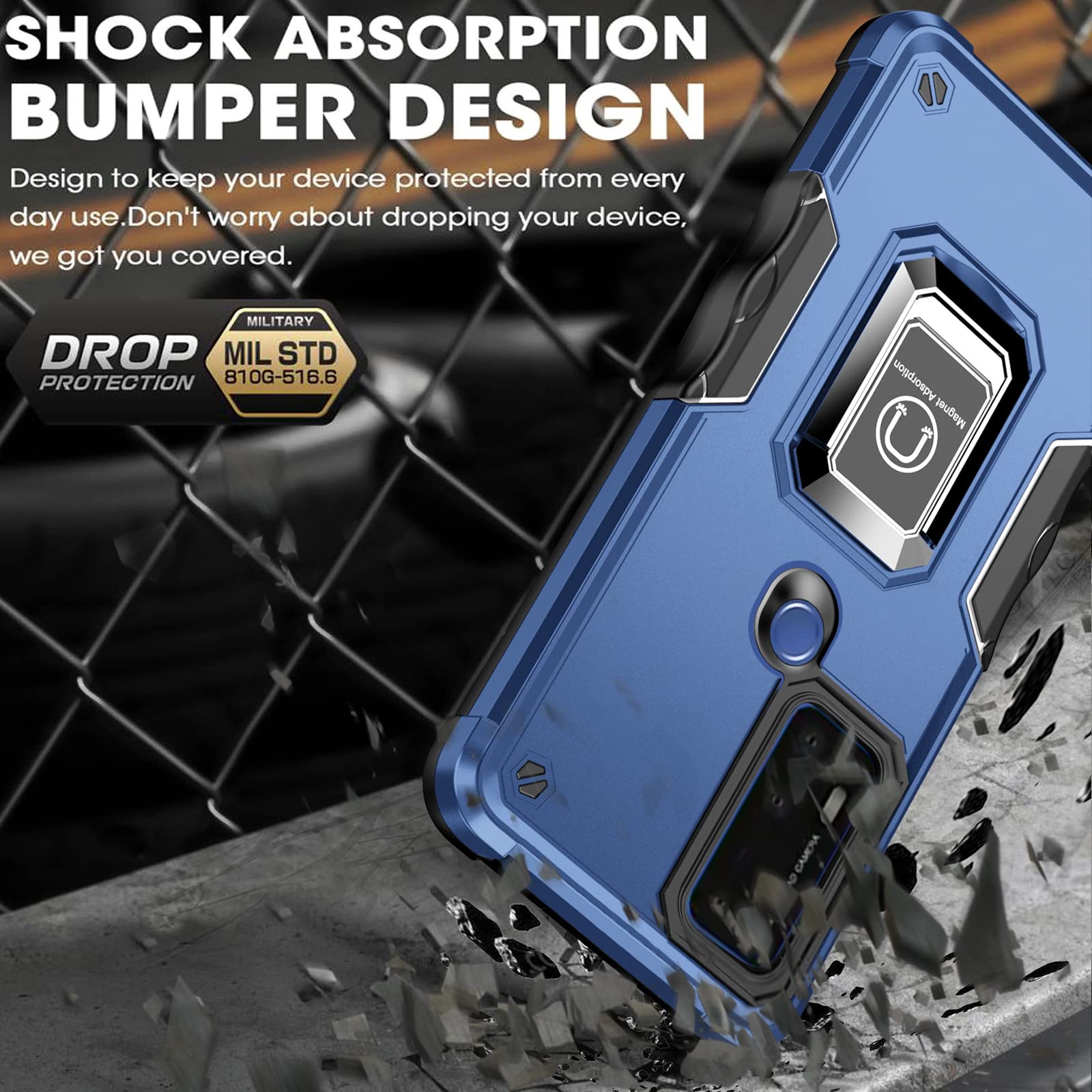 Lokyoo For Cricket Dream 5G/ At&T Radiant Max 5G/ Cricket Innovate 5G Case, With [2 Pcs] Tempered Glass Screen Protector, Milita