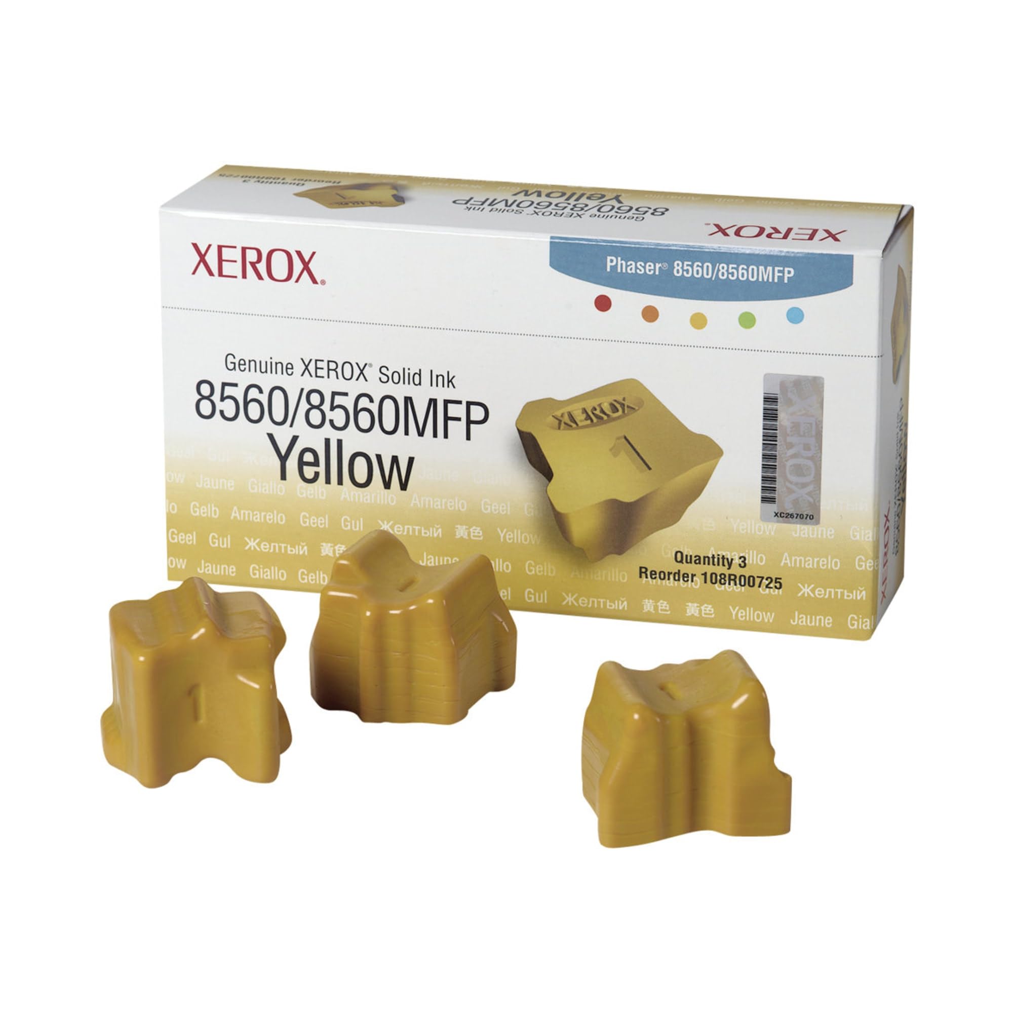 Xerox 8560 Yellow Solid Ink Sticks, Pack Of 3, 108R00725