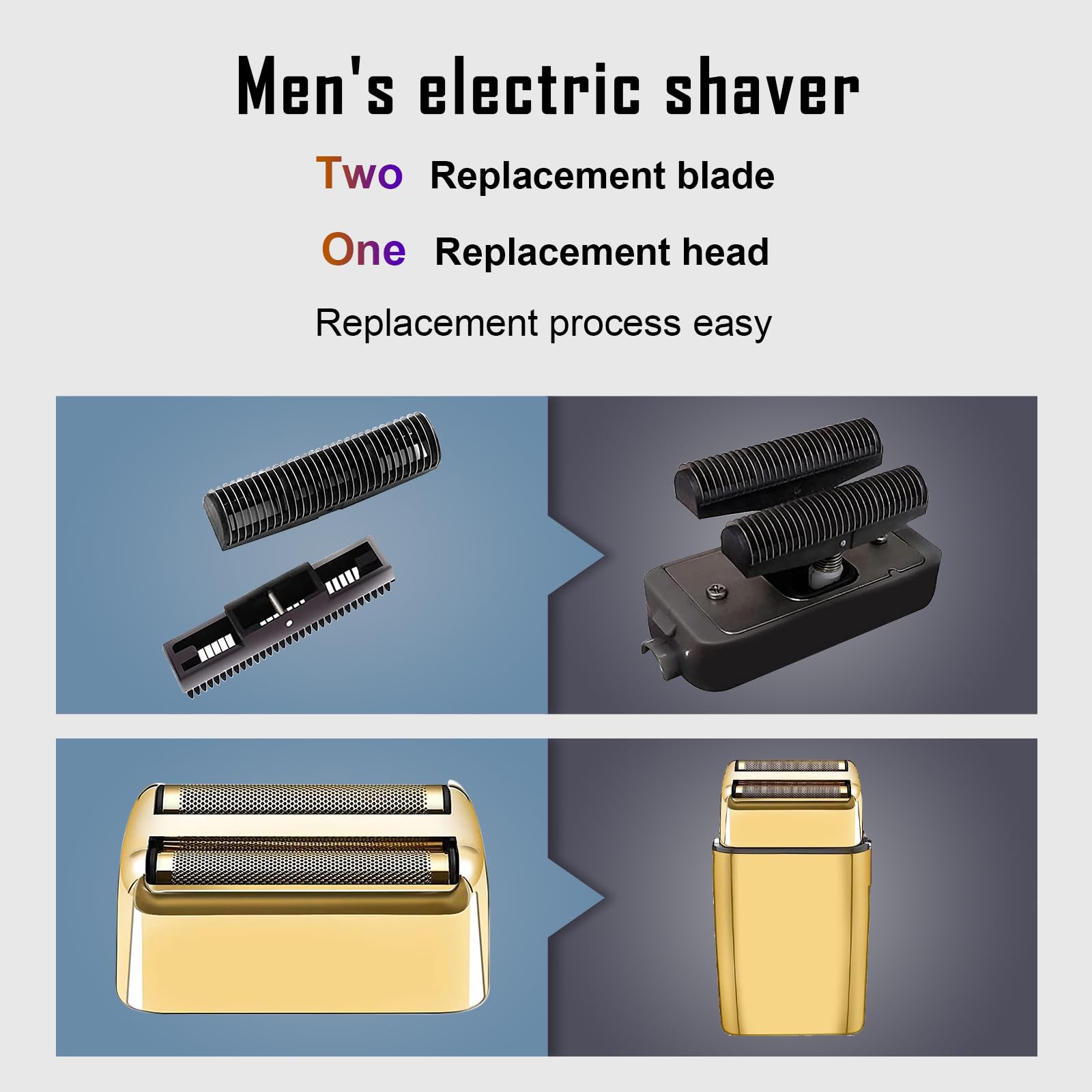 4 Pack Shaver Replacement Foil And Cutters Compatible With Babylisspro Double Fxfs2 Metal Shaver Foil Replacement (Golden 4Pcs)