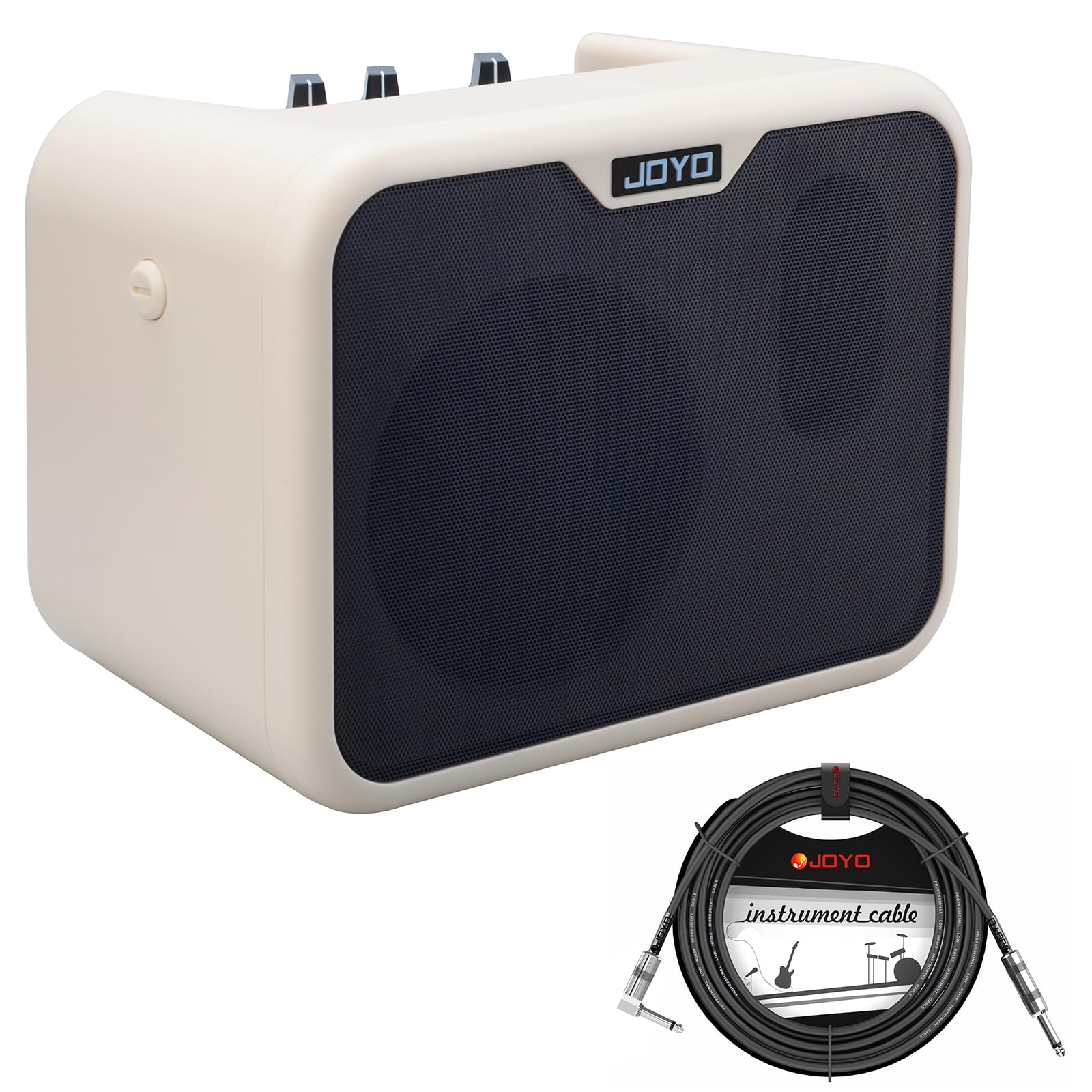 JOYO 10W Portable Bass Amplifier with 15ft Bass Guitar Cable Mini Bass Practice Amp Battery Powered Combo Bass Amp MA-10B Dual C