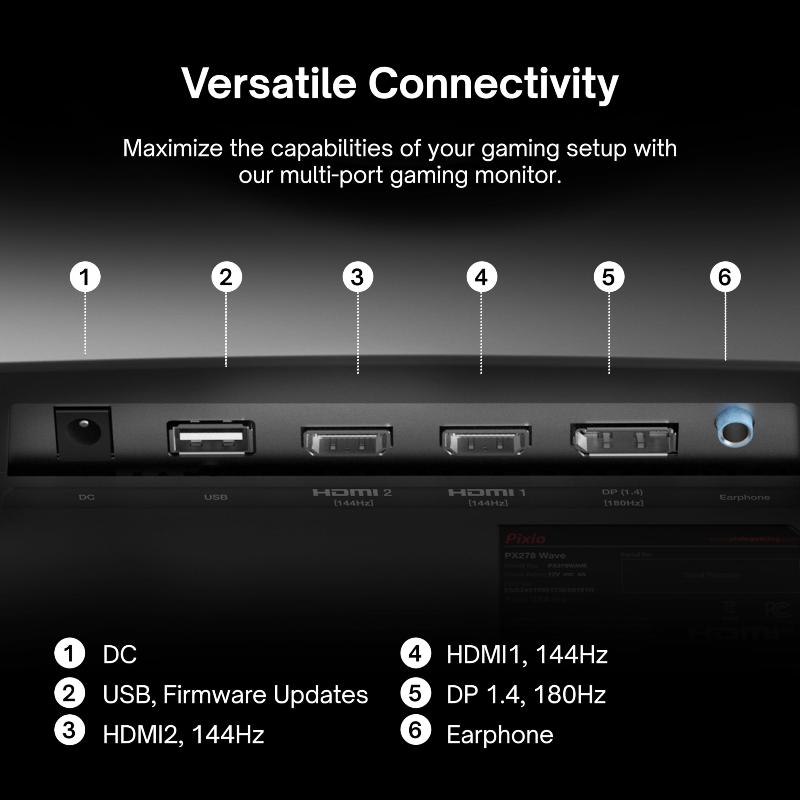 Pixio Px278 Wave 27 Inch 180Hz Refresh Rate Fhd 1440P Resolution Fast Ips Panel 1Ms Gtg Response Time Gaming Monitor With Freesy