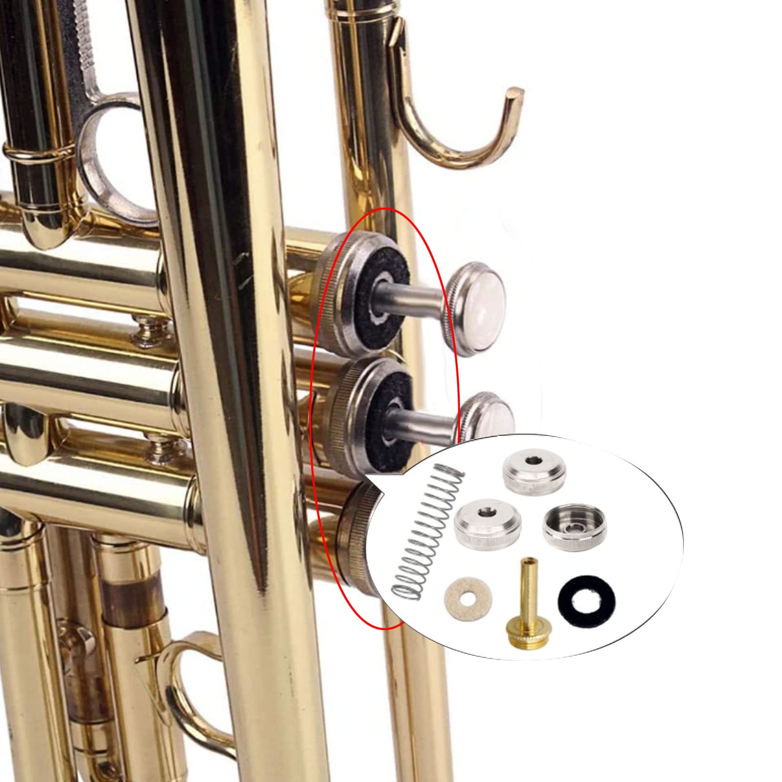 Spyminnpoo Trumpet Bottom Valve ,3Pcs Trumpet Valve Metal Silver Screw Piston For Trumpet Replacement Musical Instrument Accesso