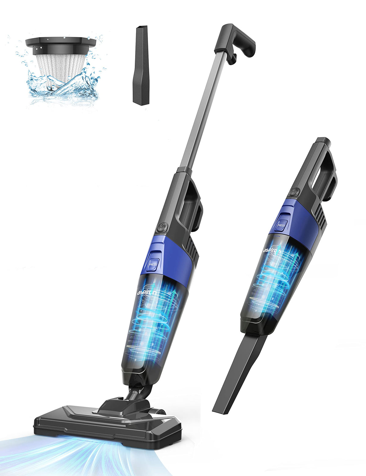 Corded Stick Vacuum Cleaner, Aspiron Small Vacuum Cleaner With 20Kpa Powerful Suction & 0.88Qt Dust Cup And 32Ft Power Cord, 5 I