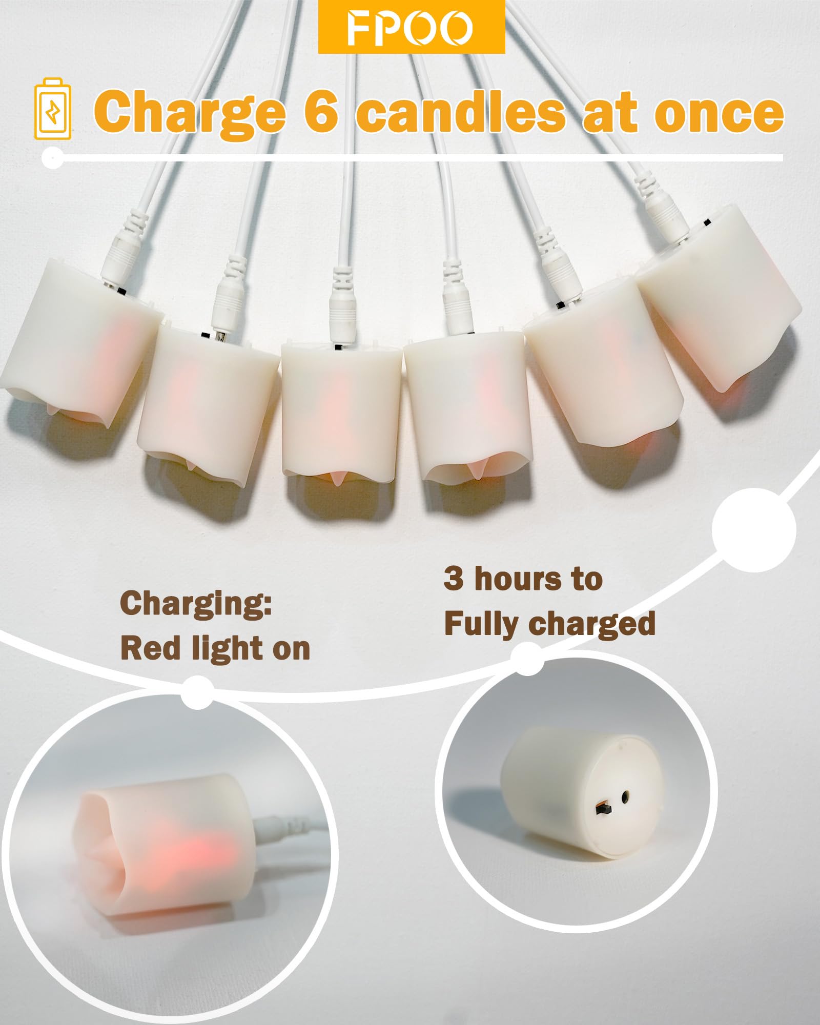 FPOO LED Rechargeable Tea Lights with Remote, 6 PCS Flameless Warm White Votive Candles for Halloween & Christmas Decoration