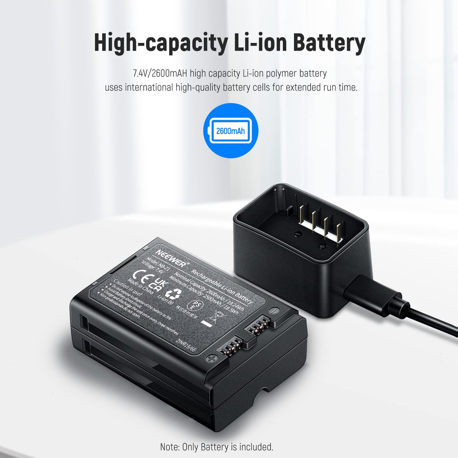 Neewer 7.4V/2600Mah Replacement Li Ion Battery For Flash Speedlite, Lithium Battery Pack Compatible With Neewer Ttl Z2 C Z2 S Z2