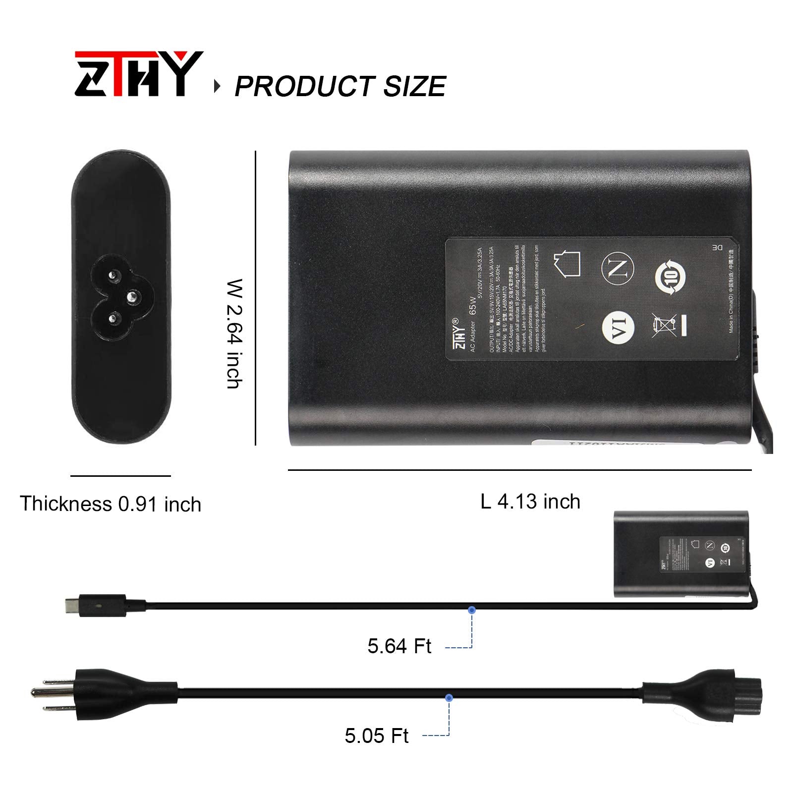New 65W Usb C Type C Ac Adapter Laptop Charger Replacement For Dell Latitude 5290 7200 7210 7400 7389 7390 2 In 1 7300 7320 7310