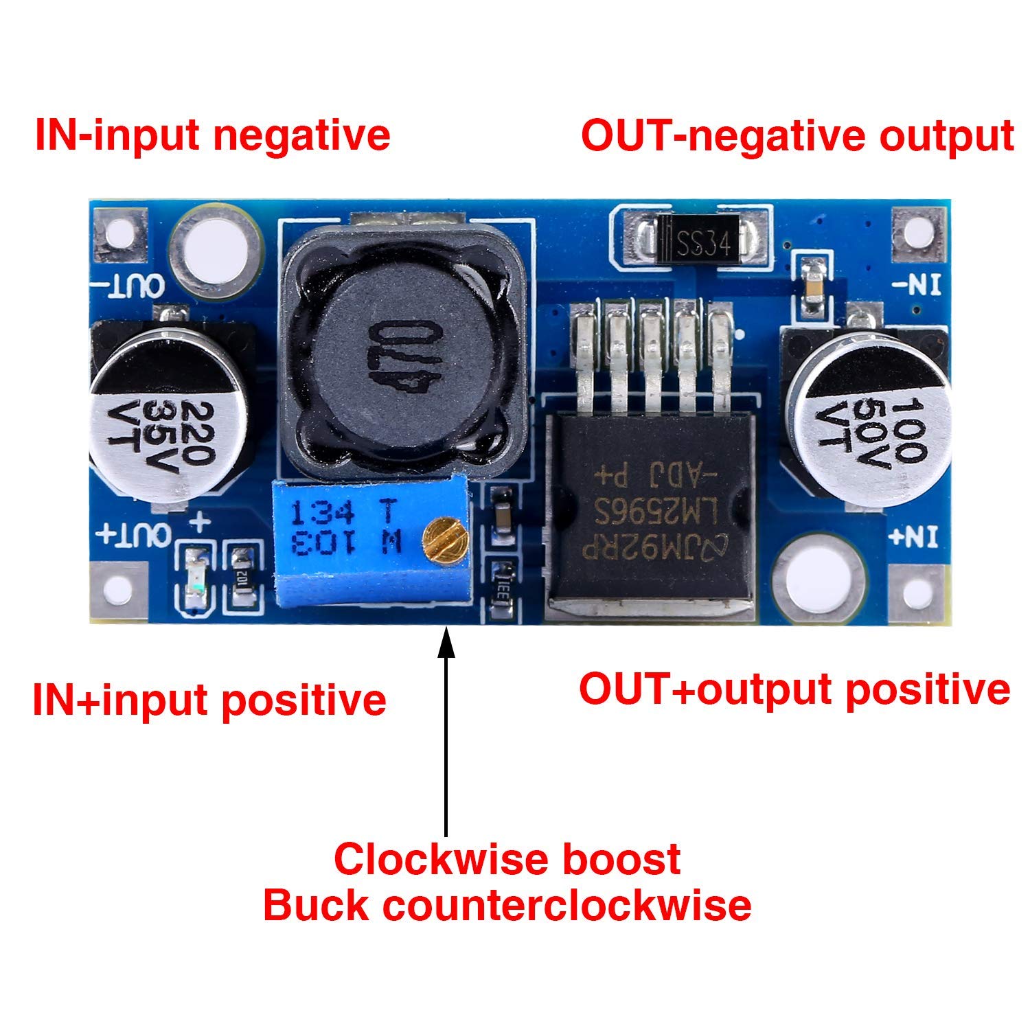 Yizhet 5 Pack Buck Converter, Dc To Dc, High Efficiency Voltage Regulator, 3.0-40V To 1.5-35V, Adjustable Power Supply Module