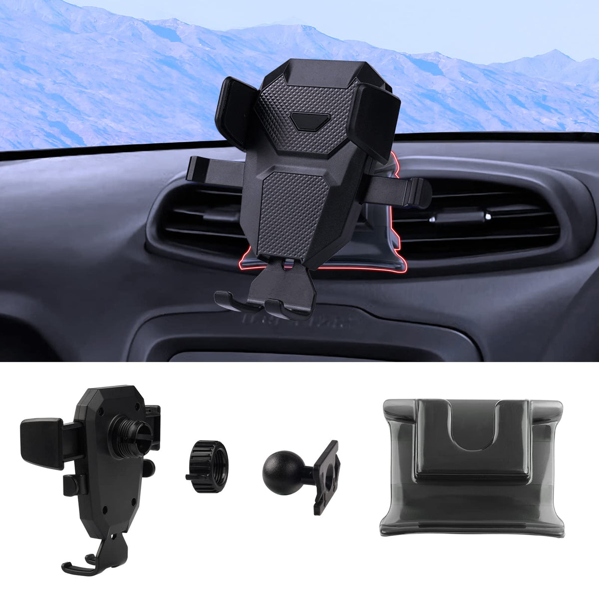 Karltys Car Phone Holder For Jeep Renegade 2015-2023 Accessories Renegade Cell Phone Holder Air Vent Mount For 4-7 Inch Phones H
