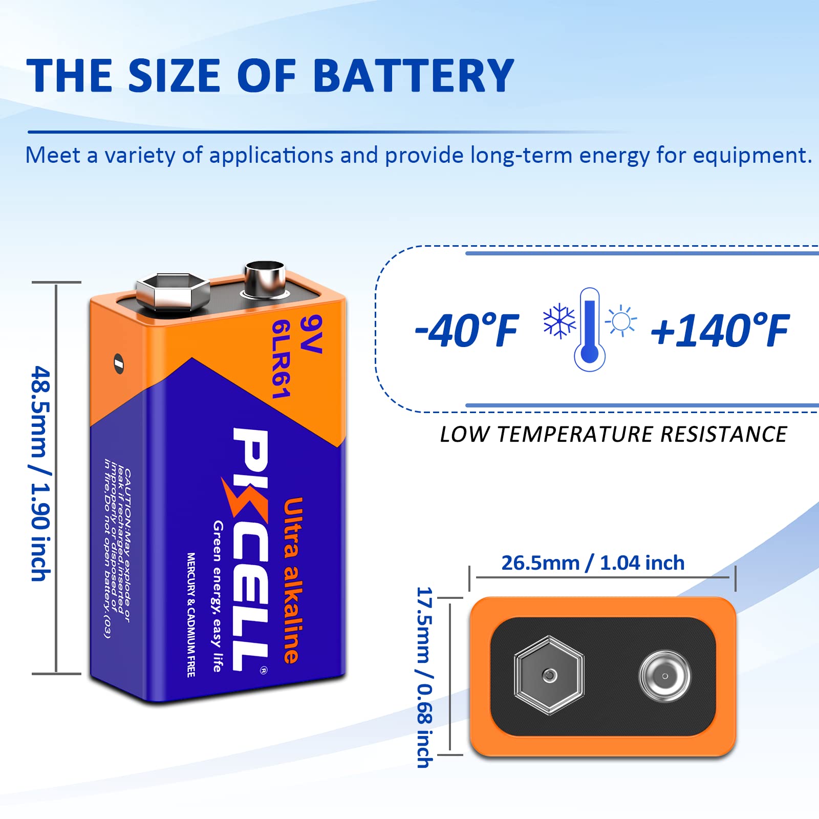 Pilocel 9V Batteries 9V 6Lr61 Battery 9 Volt Battery Alkaline Battery Disposable Batteries For Smoke Detector (4 Counts)